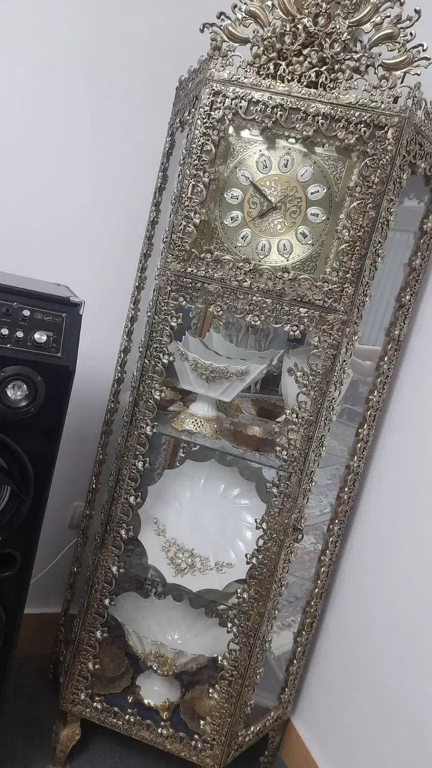 ساعت ایستاده آلیاژ ویترین دار|بوفه، ویترین، کنسول|آبیک, |دیوار