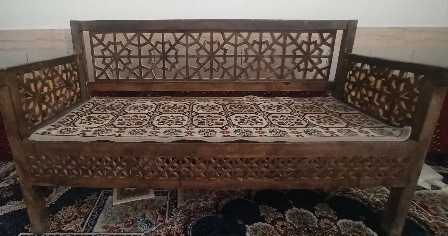 نیمکت چوبی ۳نفره|مبلمان خانگی و میز عسلی|کاشمر, |دیوار