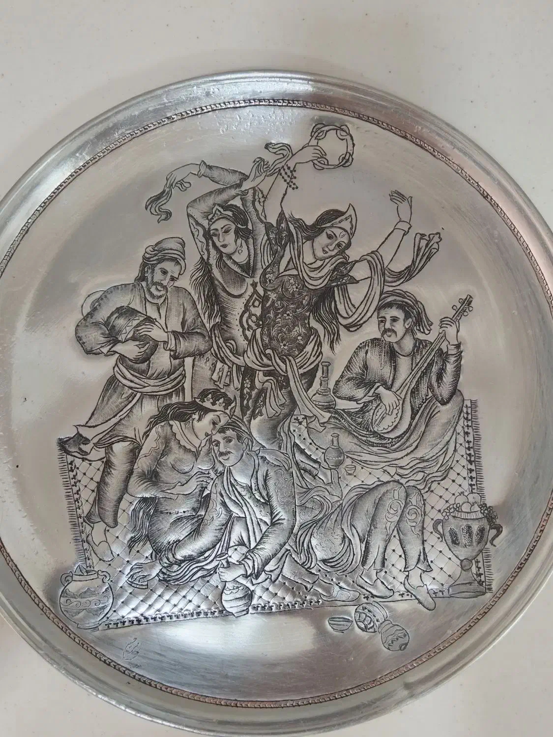 سینی مس قلمزنی|صنایع دستی و سایر لوازم تزئینی|یزد, |دیوار