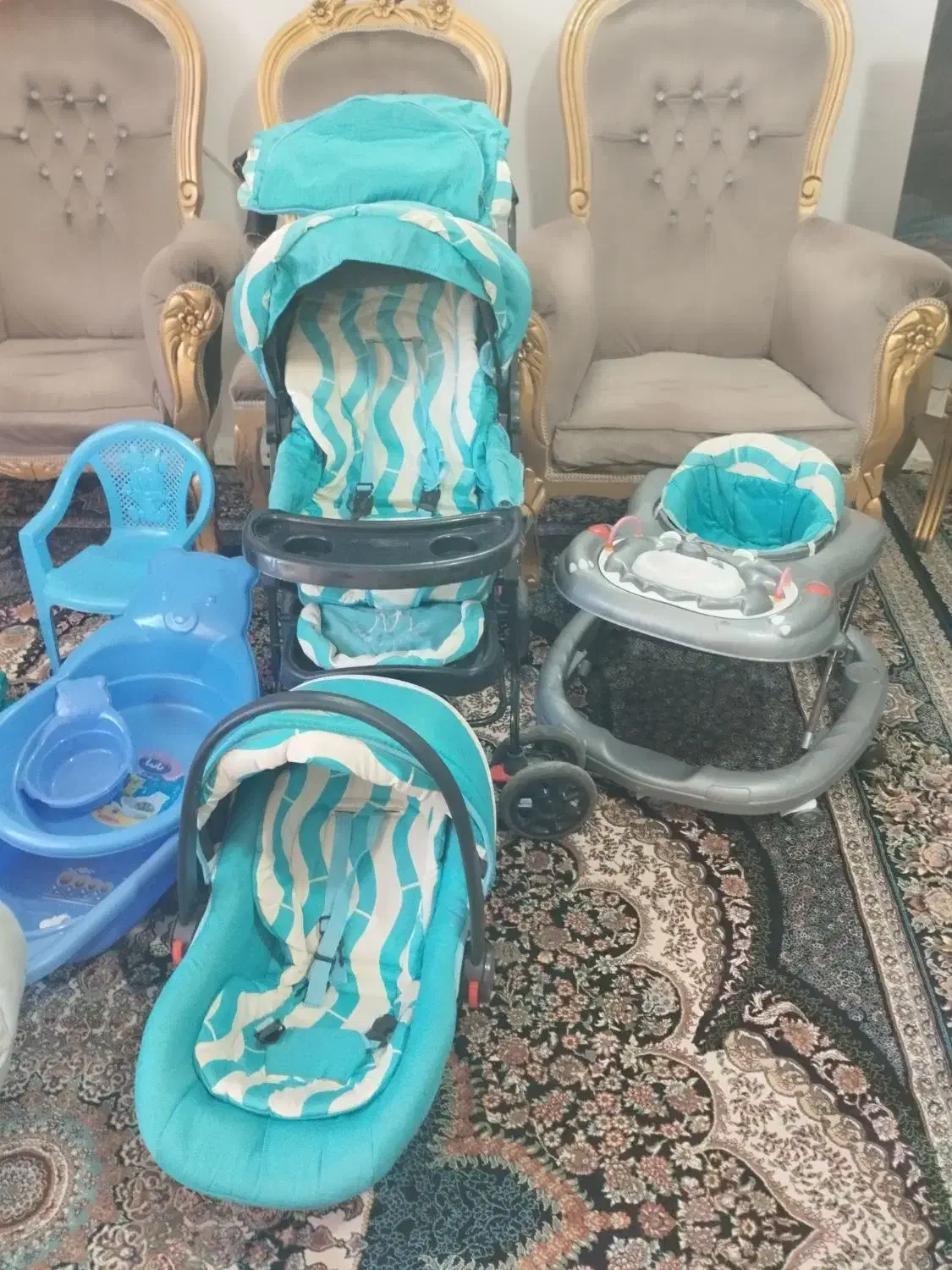 سرویس کالسکه کامل سرویس پلاستیک نوزاد و سرویس خواب|اسباب و اثاث بچه|مشهد, دوست آباد|دیوار