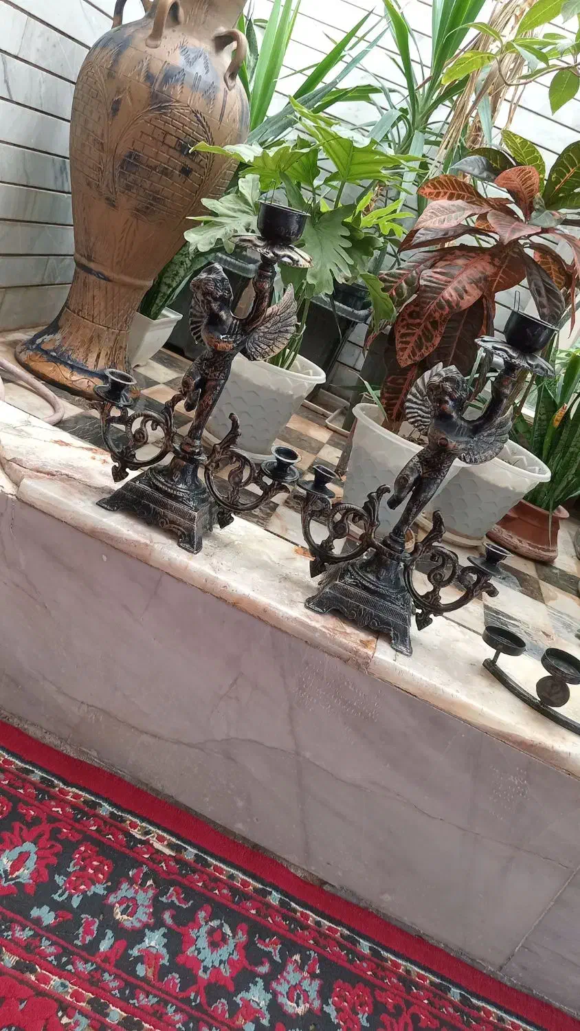 یک جفت شمعدان فلزی|مجسمه، تندیس، ماکت|خمینیشهر, |دیوار