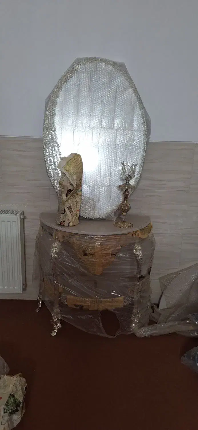 آینه و شمعدان نقره ای نو|صنایع دستی و سایر لوازم تزئینی|حمیدیا, |دیوار