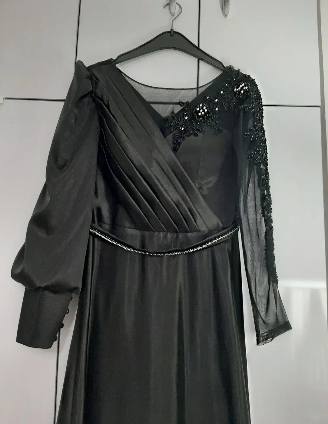 لباس مجلسی مشکی ساتن ترک|لباس|محمدیه-قزوین, |دیوار