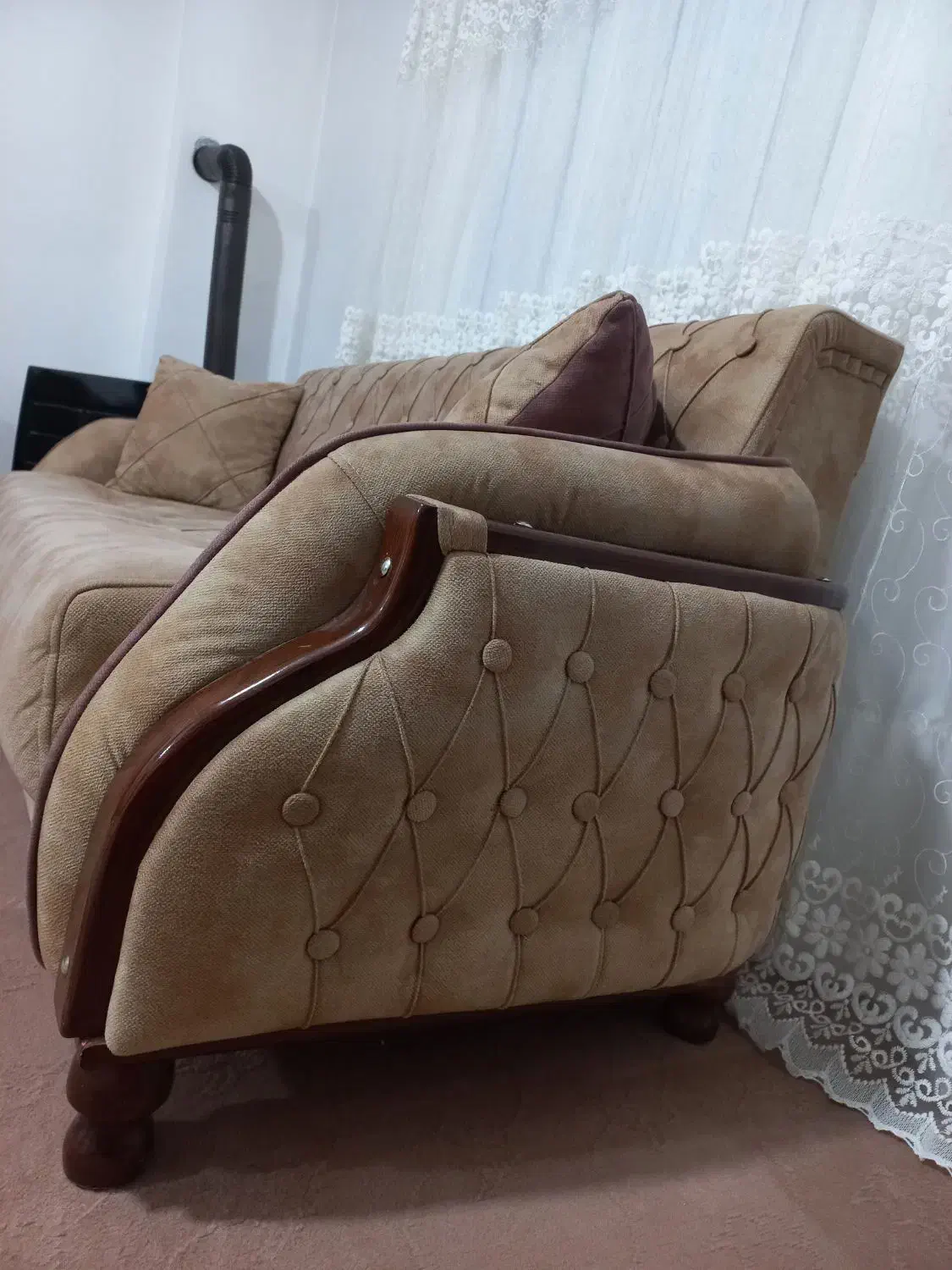 مبل ۸ نفره سفارشی فنردار وابر۳۰ کیلویی در حد نو|مبلمان خانگی و میز عسلی|شوط, |دیوار