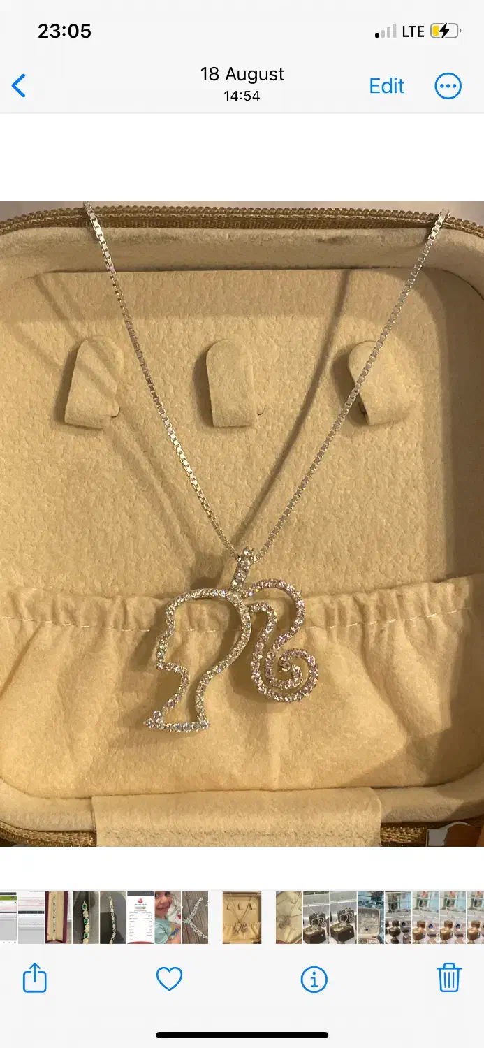 اویز پلاک نقره جواهری با نگین صورتی|جواهرات|شیراز, عفیف‌آباد|دیوار