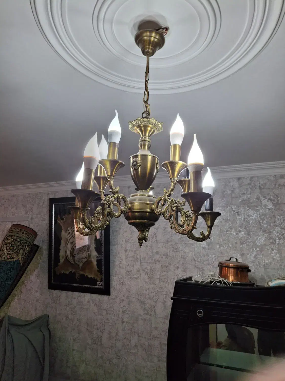 لوستر برنجی|لوستر و چراغ آویز|اراک, |دیوار