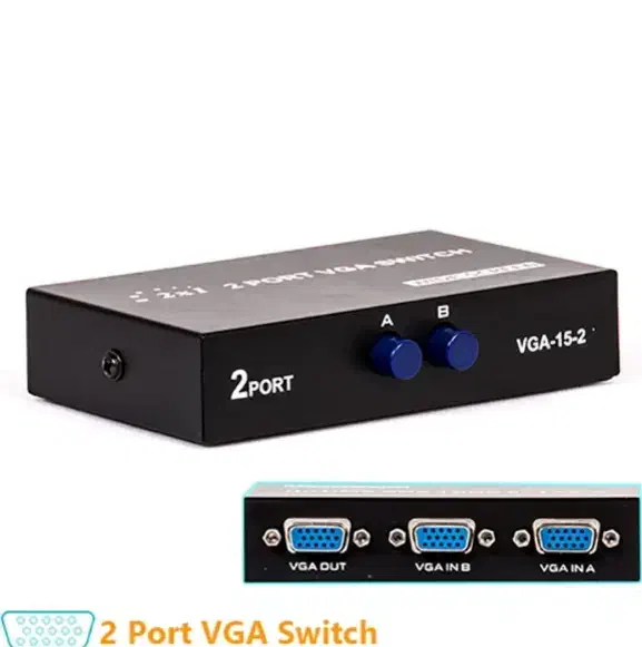 کابل وی جی ای(VGA) و سویچ پورت ۲ کانال|قطعات و لوازم جانبی رایانه|تربت‌حیدریه, داروپخش|دیوار