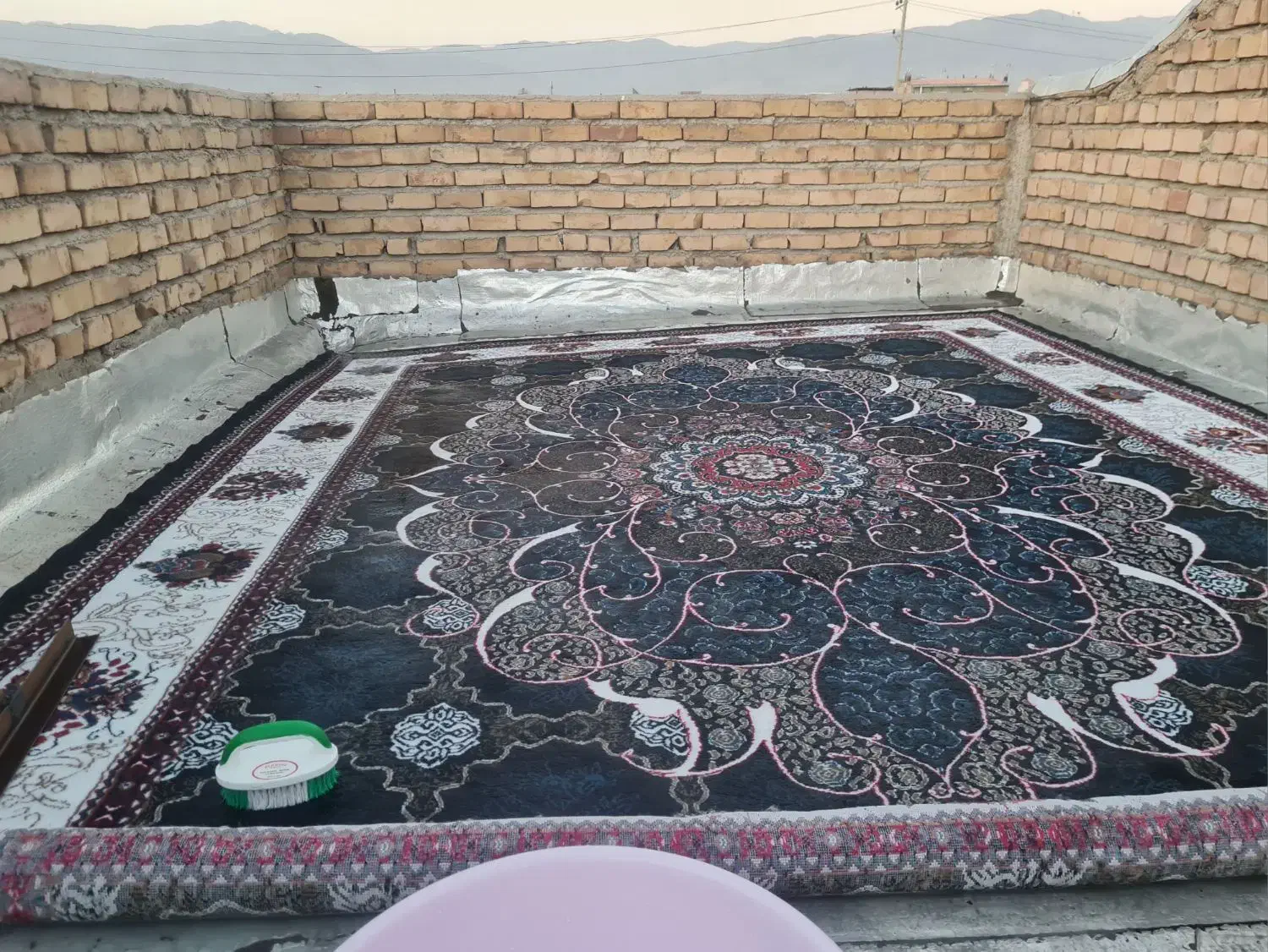 دوتخته فرش سرمه ای ۳×۴|فرش|نیشابور, پاستور|دیوار