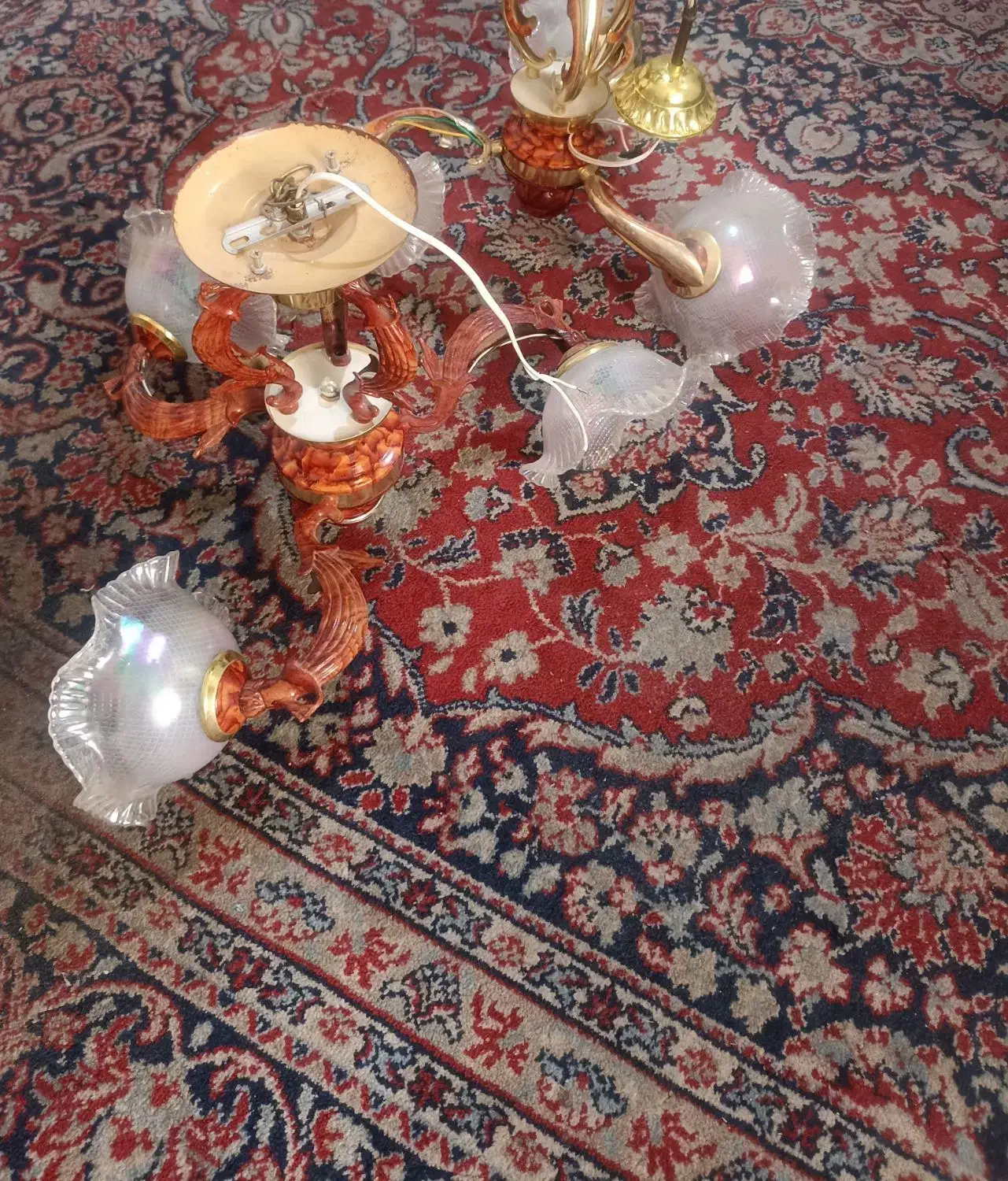 لوسترقدیمی دوتا سه شعله کاملانو|لوستر و چراغ آویز|شیراز, احمدآباد|دیوار