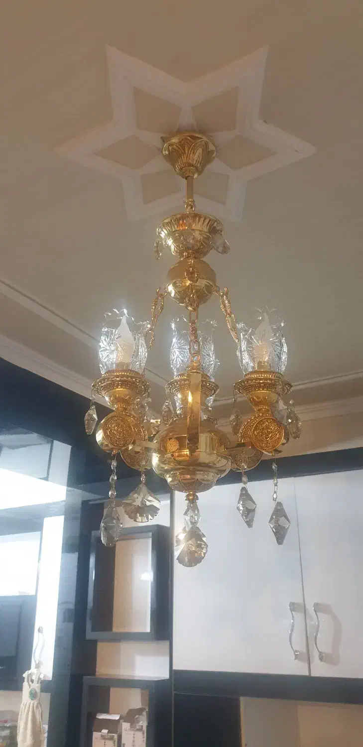 لوستر طلایی|لوستر و چراغ آویز|تبریز, |دیوار