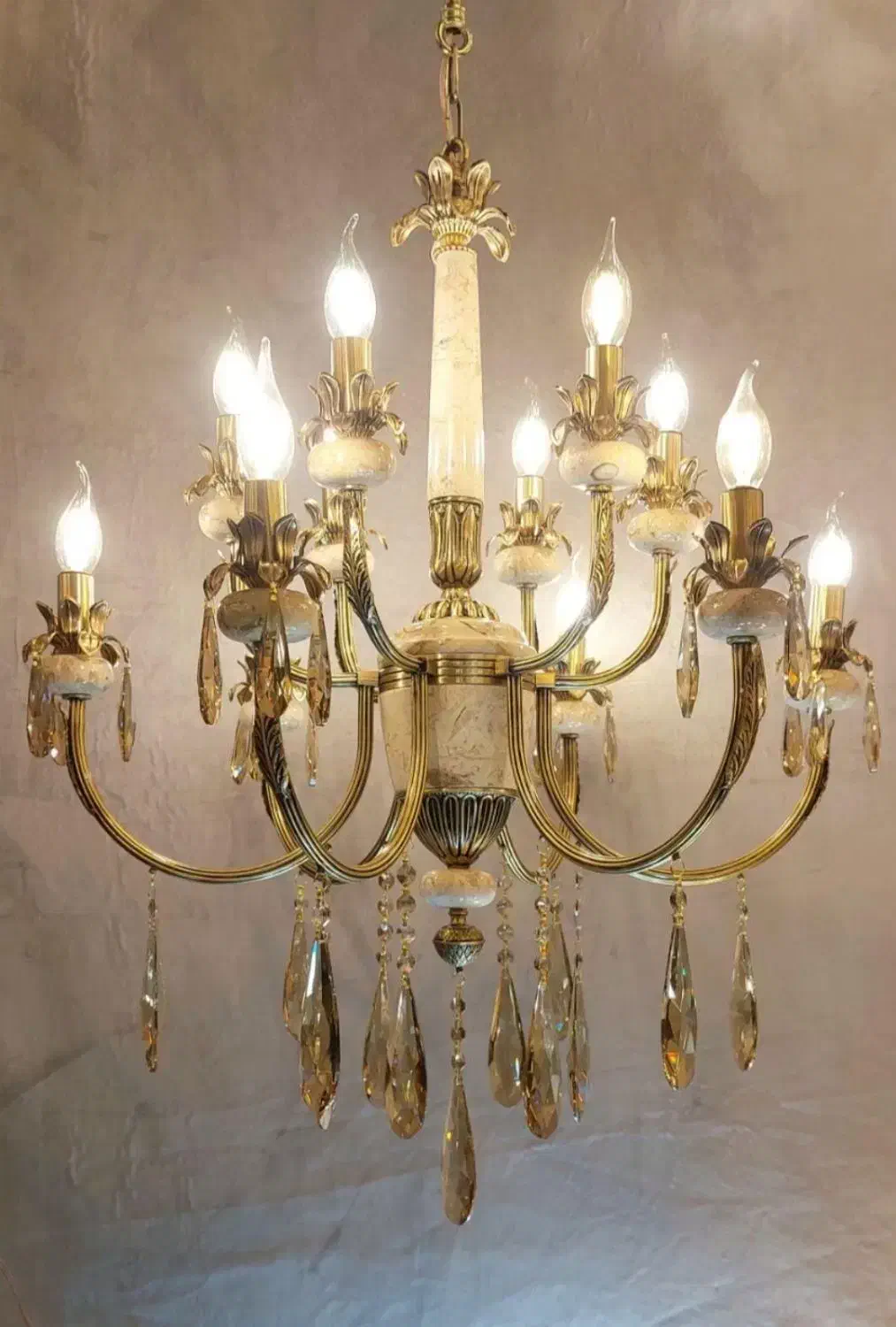 لوستر سنگی طبیعی و برنز اصل تولیدی|لوستر و چراغ آویز|پاکدشت, خاتون آباد|دیوار