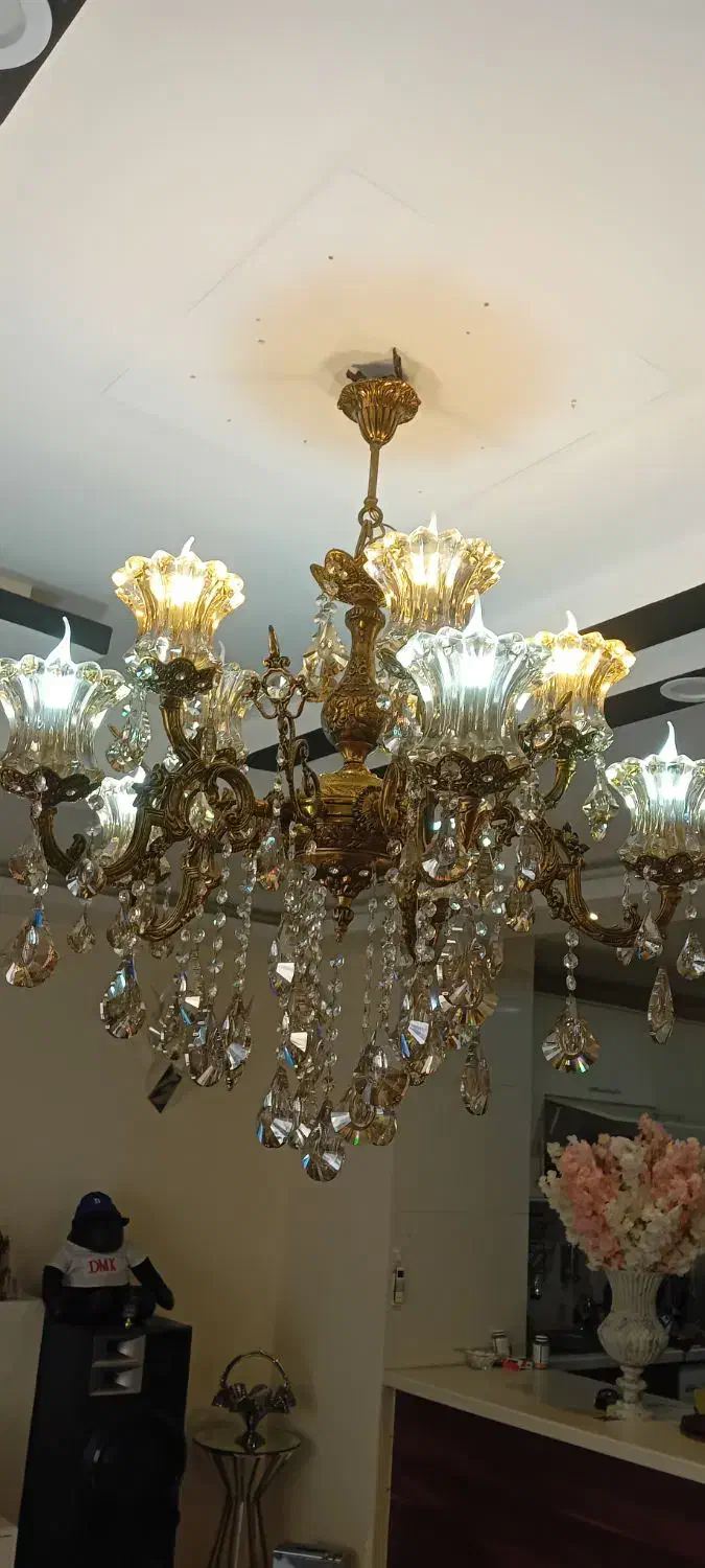 یک جفت لوستر ۵ شاخه ۱۰ شعله برنزی|لوستر و چراغ آویز|پردیس, فاز ۸|دیوار