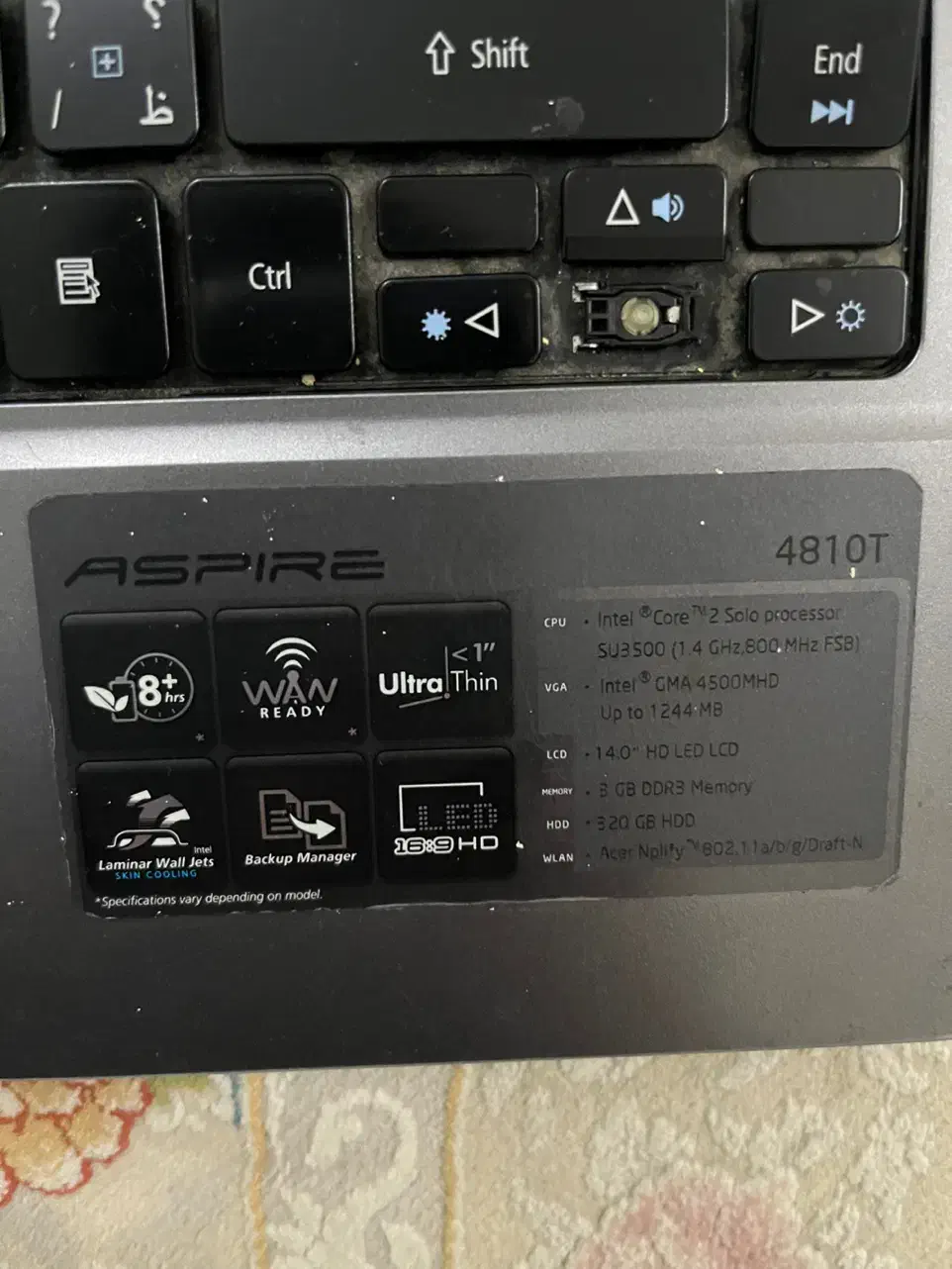 لپ تاپ acer aspire4810T|رایانه همراه|تهران, فرحزاد|دیوار