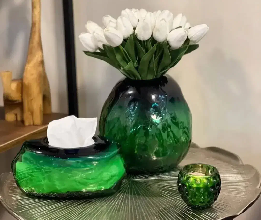 جا دستمال شیشه ای رنگی|صنایع دستی و سایر لوازم تزئینی|رشت, حافظ آباد|دیوار