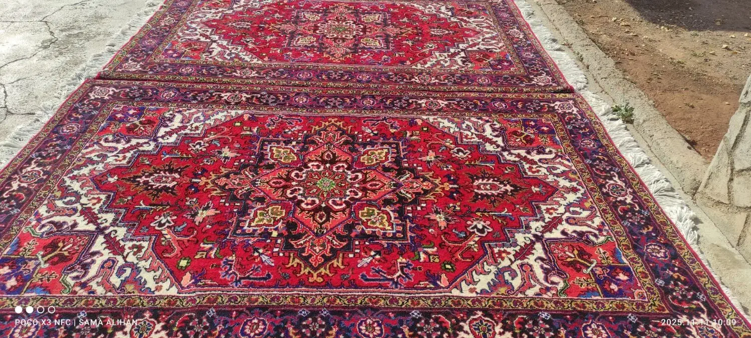 جفت فرش ۶متری دستباف هریس تاجری|فرش|تبریز, |دیوار