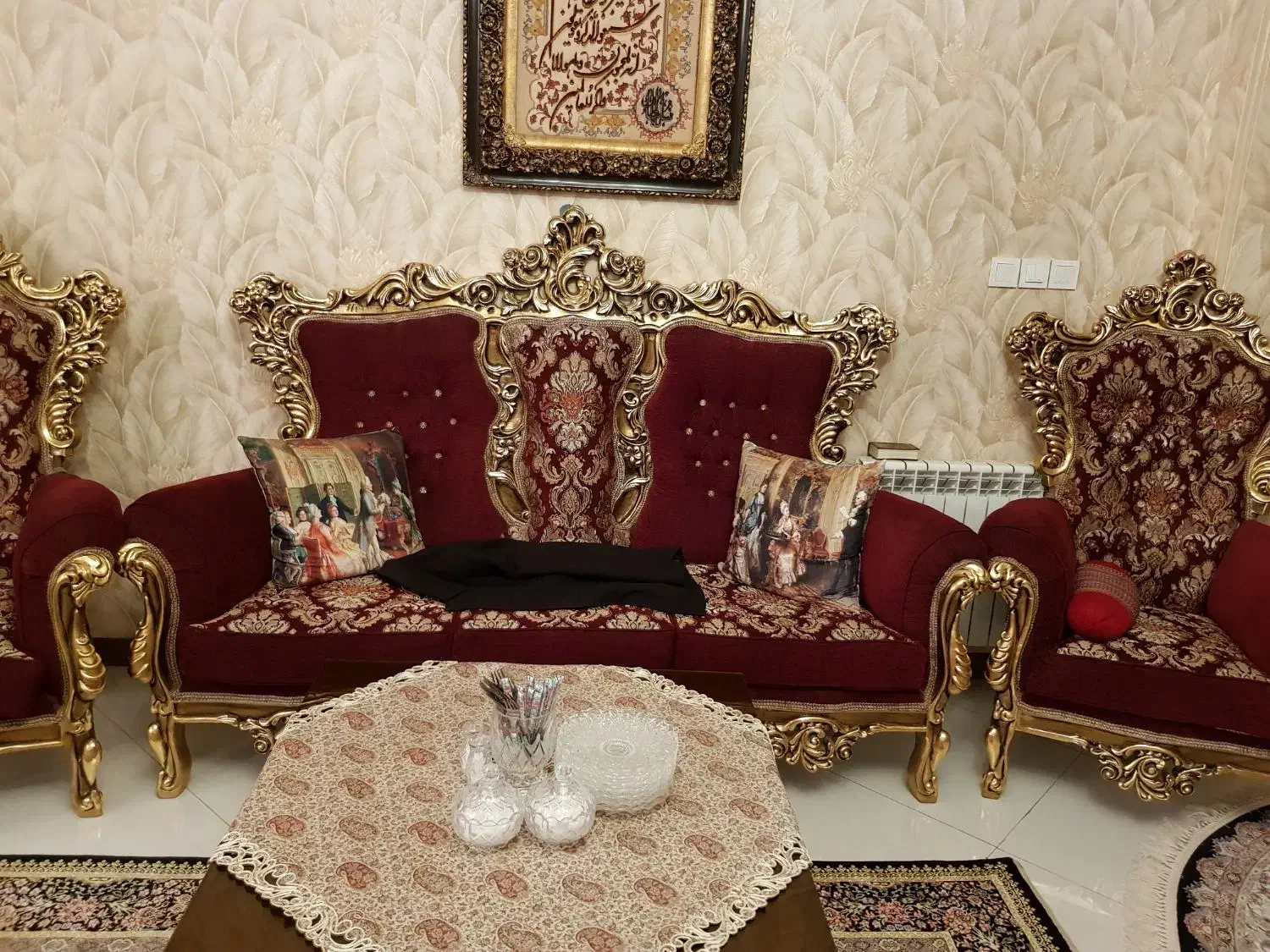 مبلمان استیل ۹ نفره سه تا عسلی و یک جلو مبلی|مبلمان خانگی و میز عسلی|تهران, خانی آباد نو شمالی|دیوار