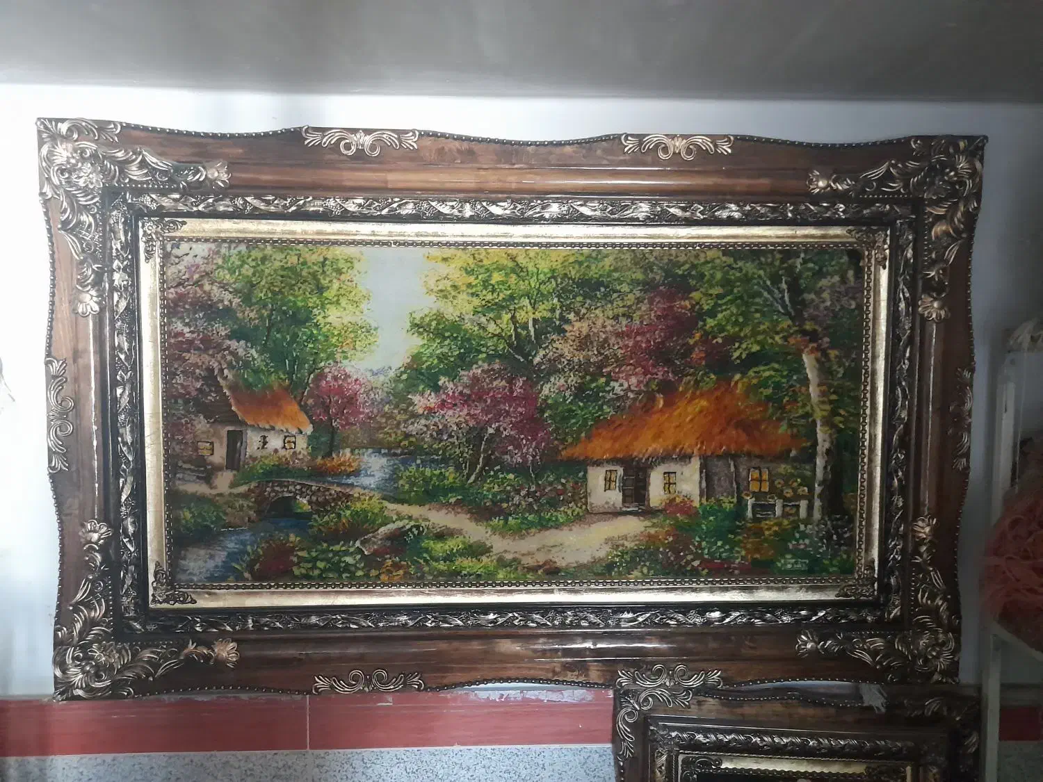 منظره کلبه|تابلو فرش|کرمانشاه, |دیوار