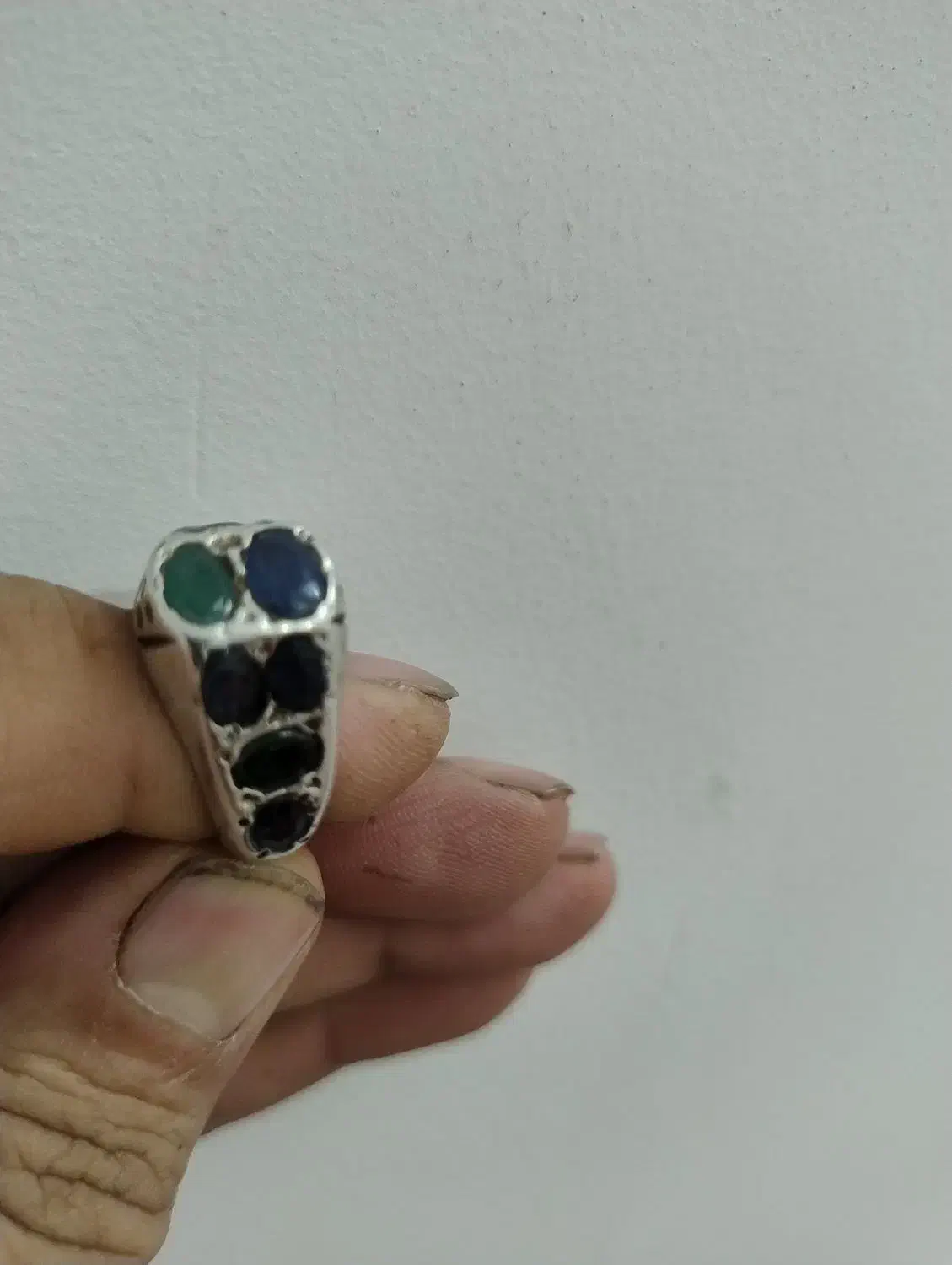 انگشتر نقره رکاب مانی ده جواهر زمرد یاقوت کبود|جواهرات|پاکدشت, پاکدشت (مامازند)|دیوار