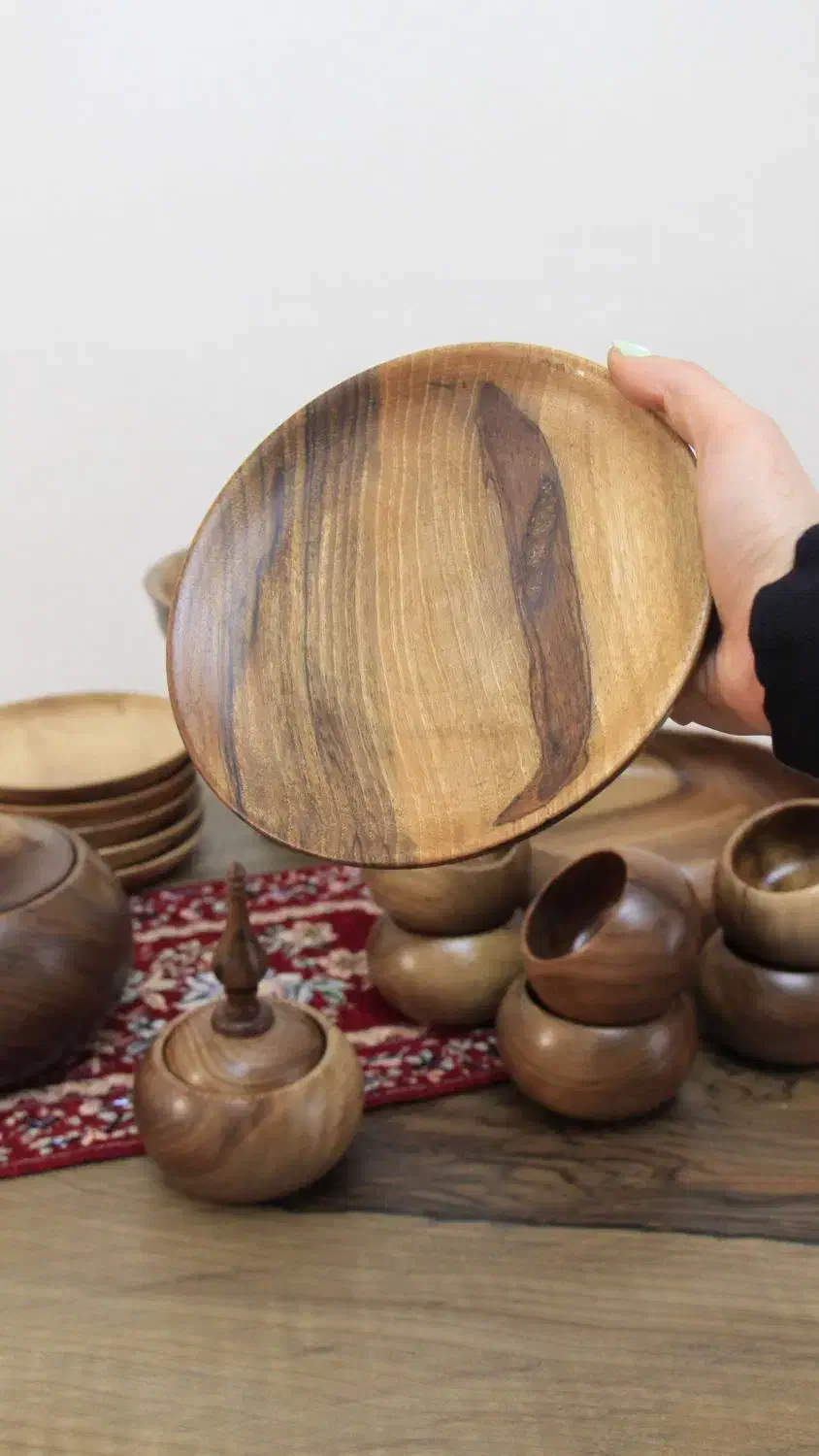 ظروف چوبی، قندان، میوه خوری، کاسه چوبی|ظروف سرو و پذیرایی|رشت, رشتیان|دیوار