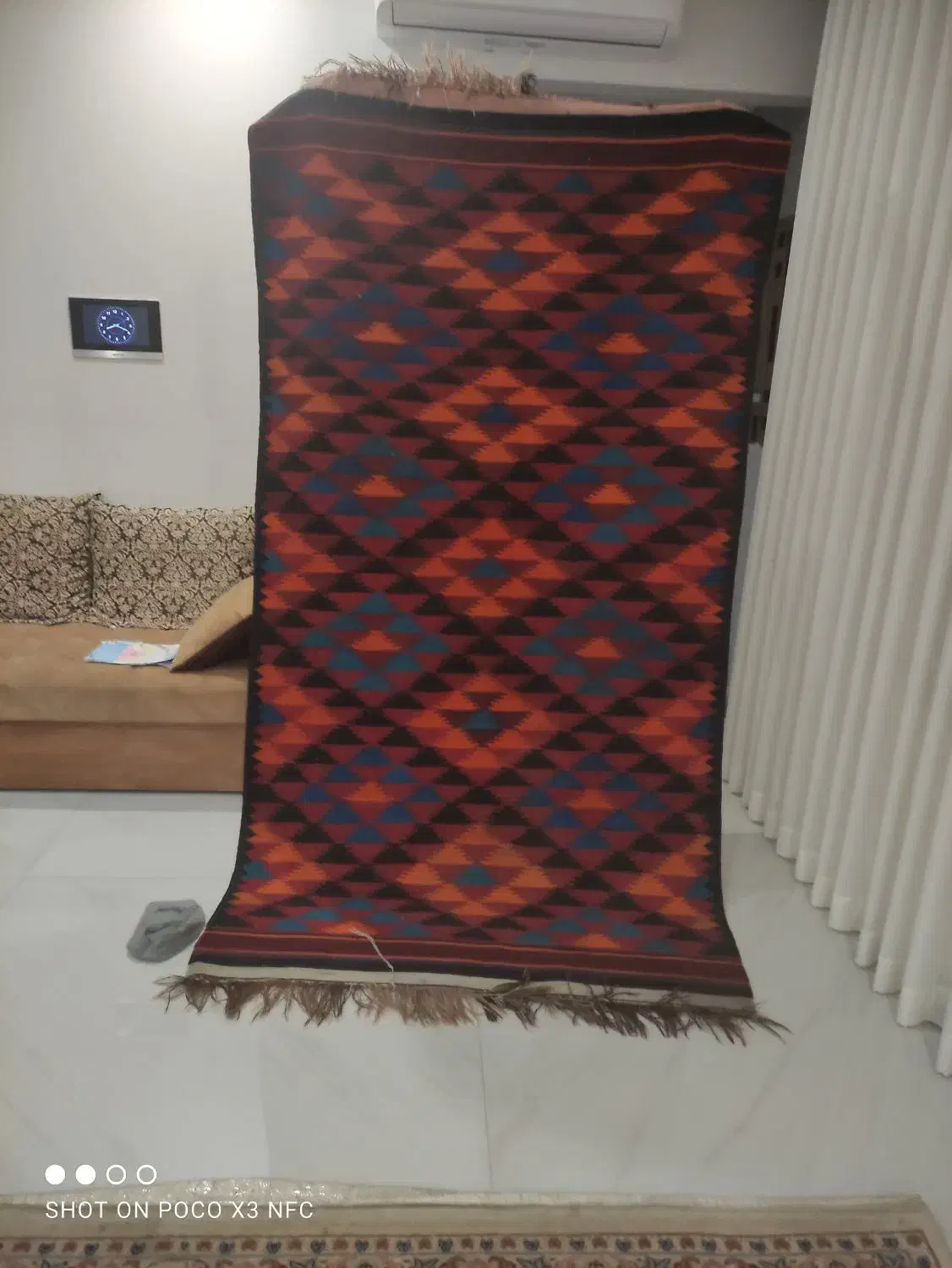 گلیم دورویه با رنگ بندی بسیار زیبا وسالم|گلیم، جاجیم، گبه|مشهد, جاهد شهر|دیوار