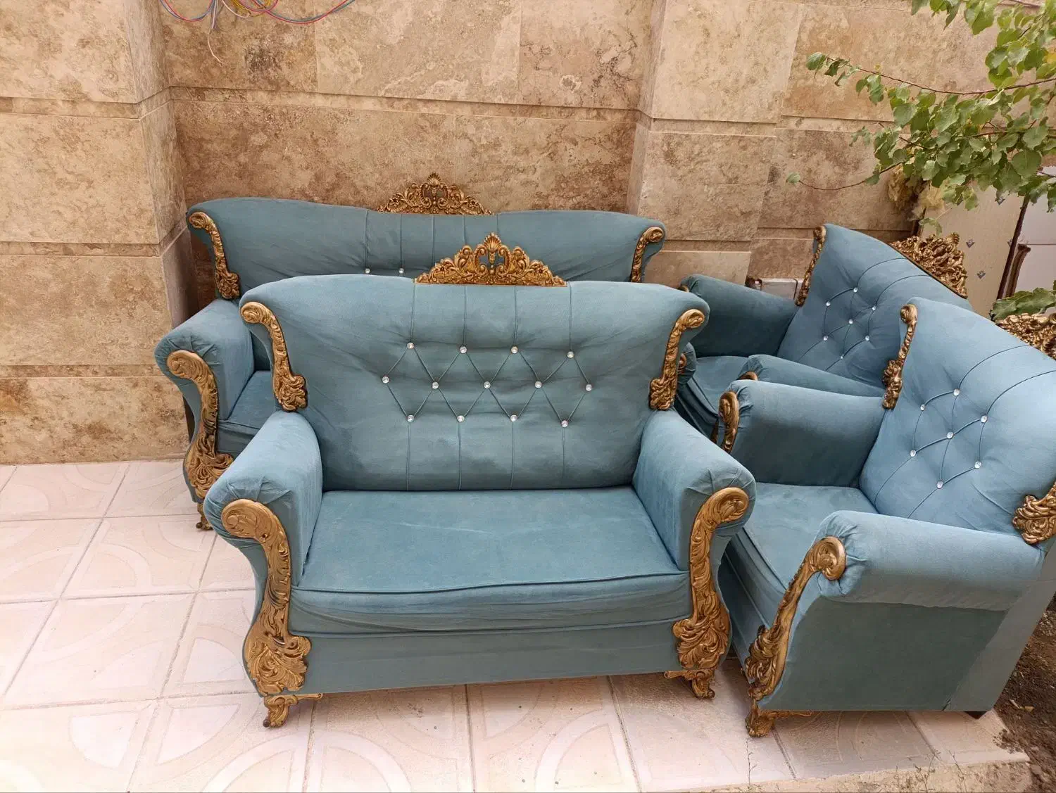 مبل هفت نفره سالم باجلومبلی کامل|مبلمان خانگی و میز عسلی|خلخال, |دیوار