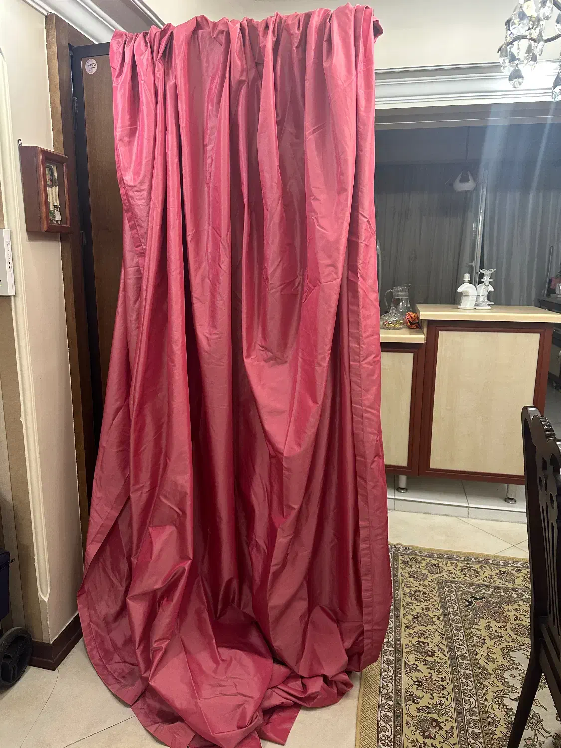 والان پرده صورتی ۱ عدد|پرده، رانر، رومیزی|تهران, آشتیانی|دیوار