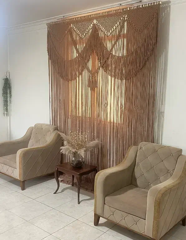 پرده مکرومه سفارشی|پرده، رانر، رومیزی|همدان, |دیوار