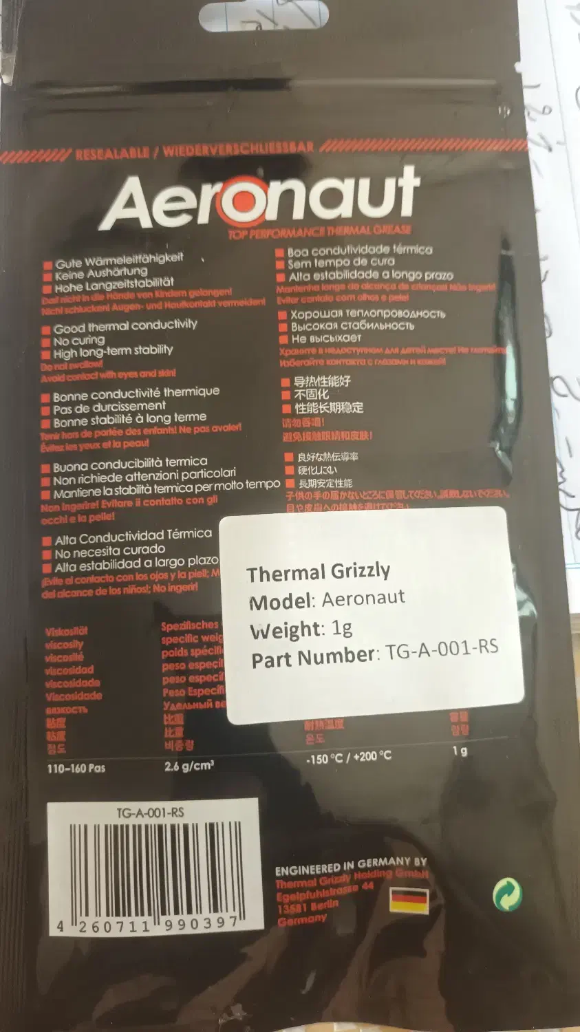 خمیره حرارتی thermal grizzly زیره قیمت|قطعات و لوازم جانبی رایانه|گلپایگان, |دیوار