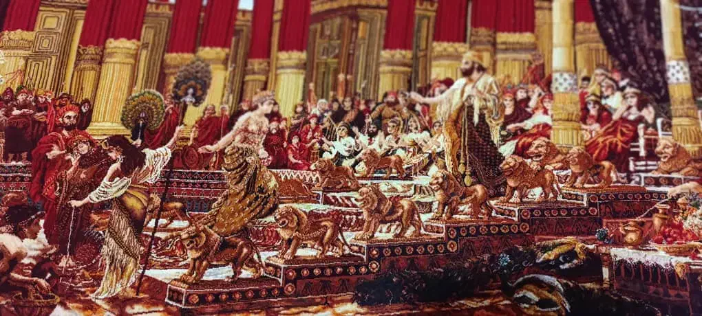 فرش عتیقه نخ ابریشمی|فرش|بهارستان, |دیوار