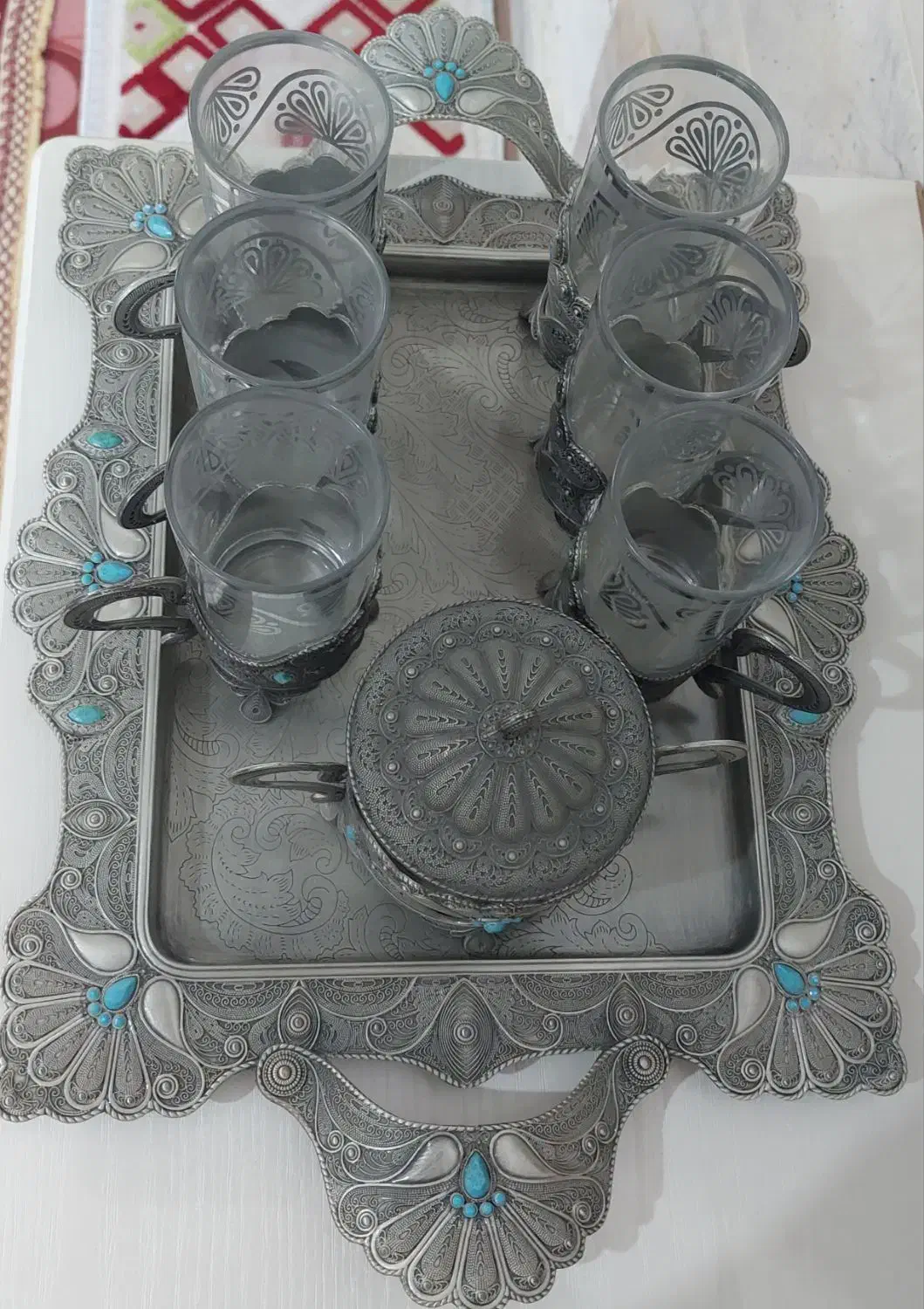 سرویس چای خوری پیونر نگین دار|ظروف سرو و پذیرایی|قم, باسکول|دیوار