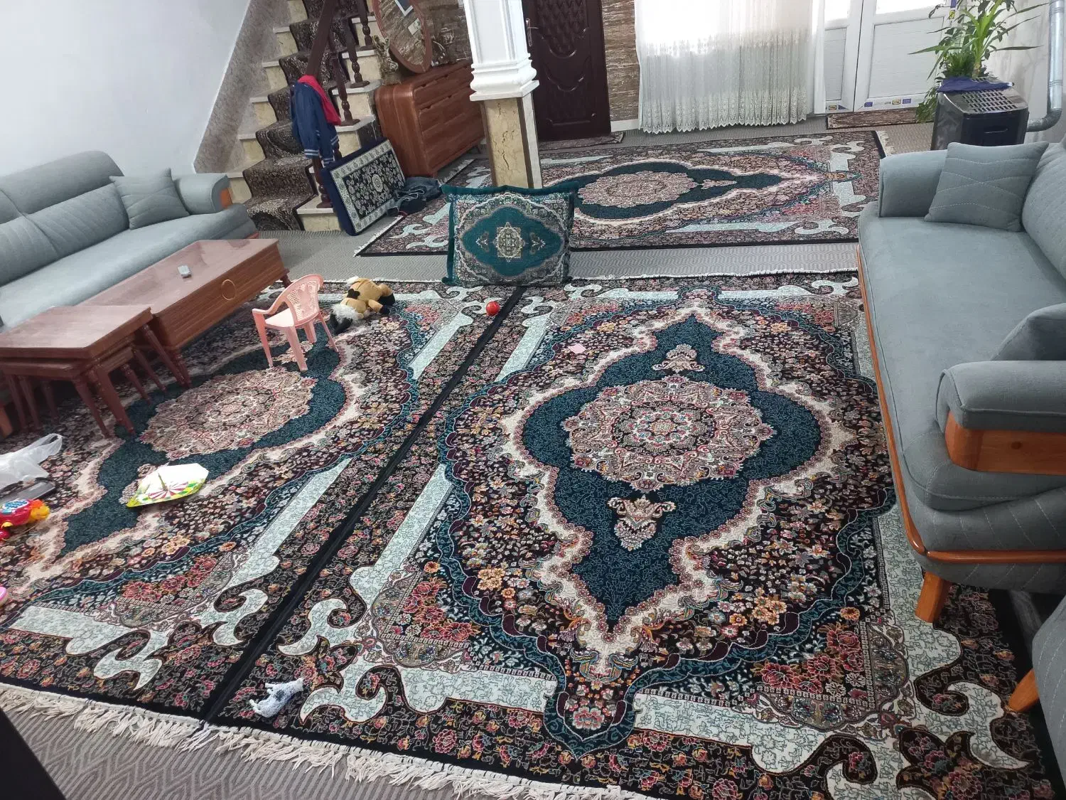 دوعدد فرش ۶متری سورمه ای|فرش|خرمدره, |دیوار