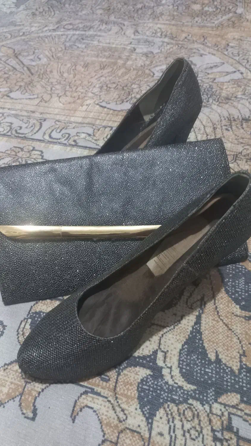 ست کیف کفش مجلسی نقره ای|کیف، کفش، کمربند|پرند, فاز ۲|دیوار