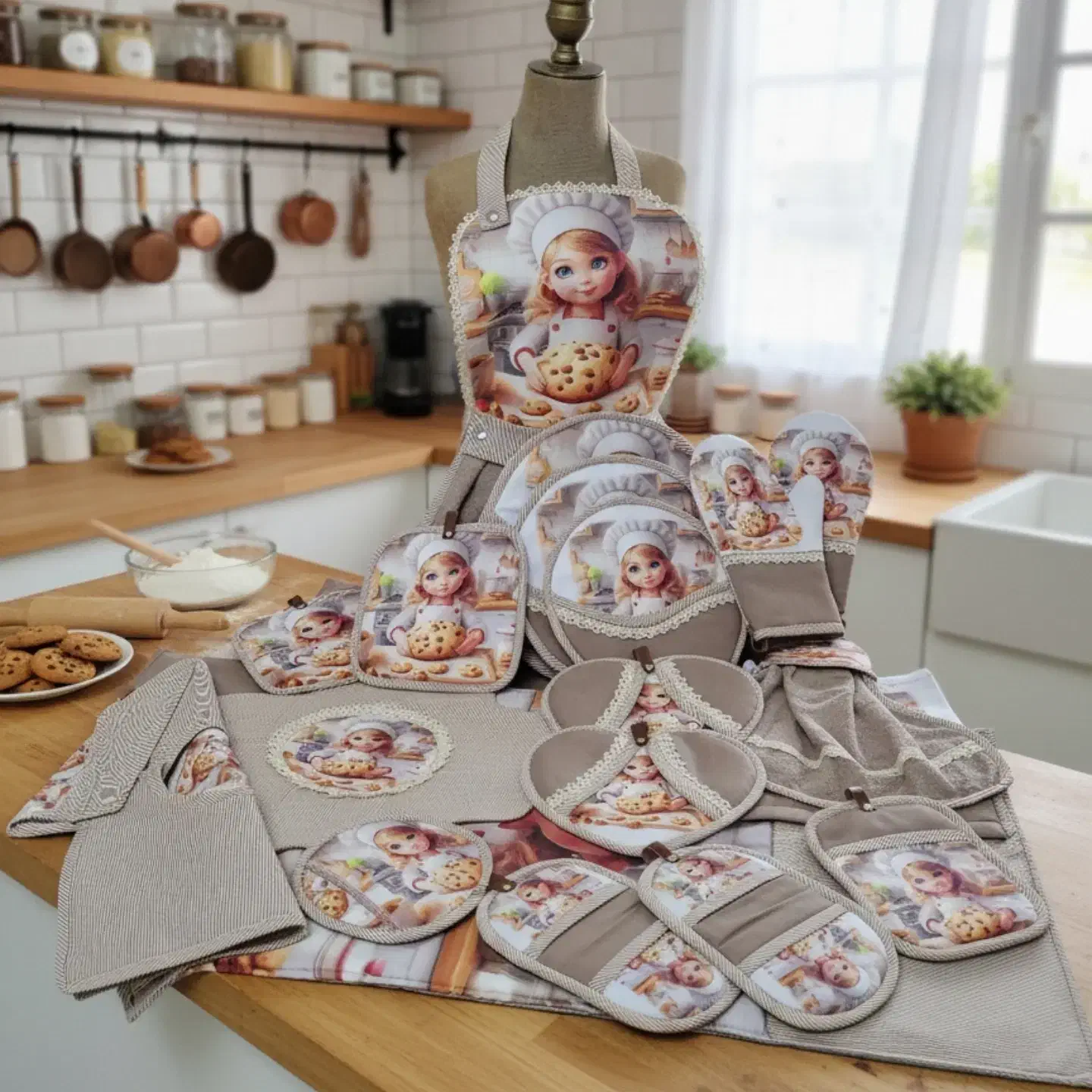 سرویس آشپزخانه دختر شیرینیپز|سفره، حوله، دستمال آشپزخانه|تهران, هاشمی|دیوار