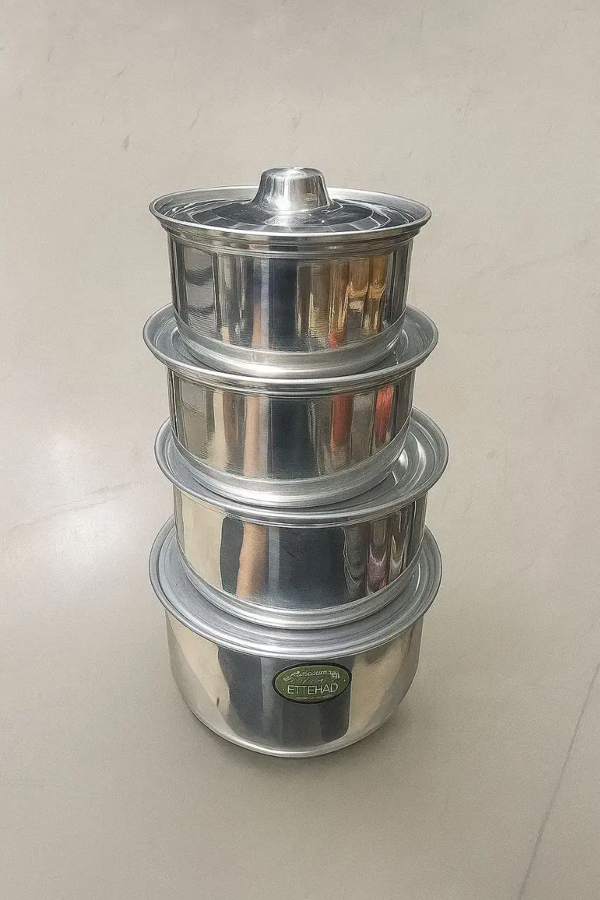 قابلمه 4تکه رویی روکش المنیوم براق|ظروف پخت‌وپز|لشت نشا, |دیوار