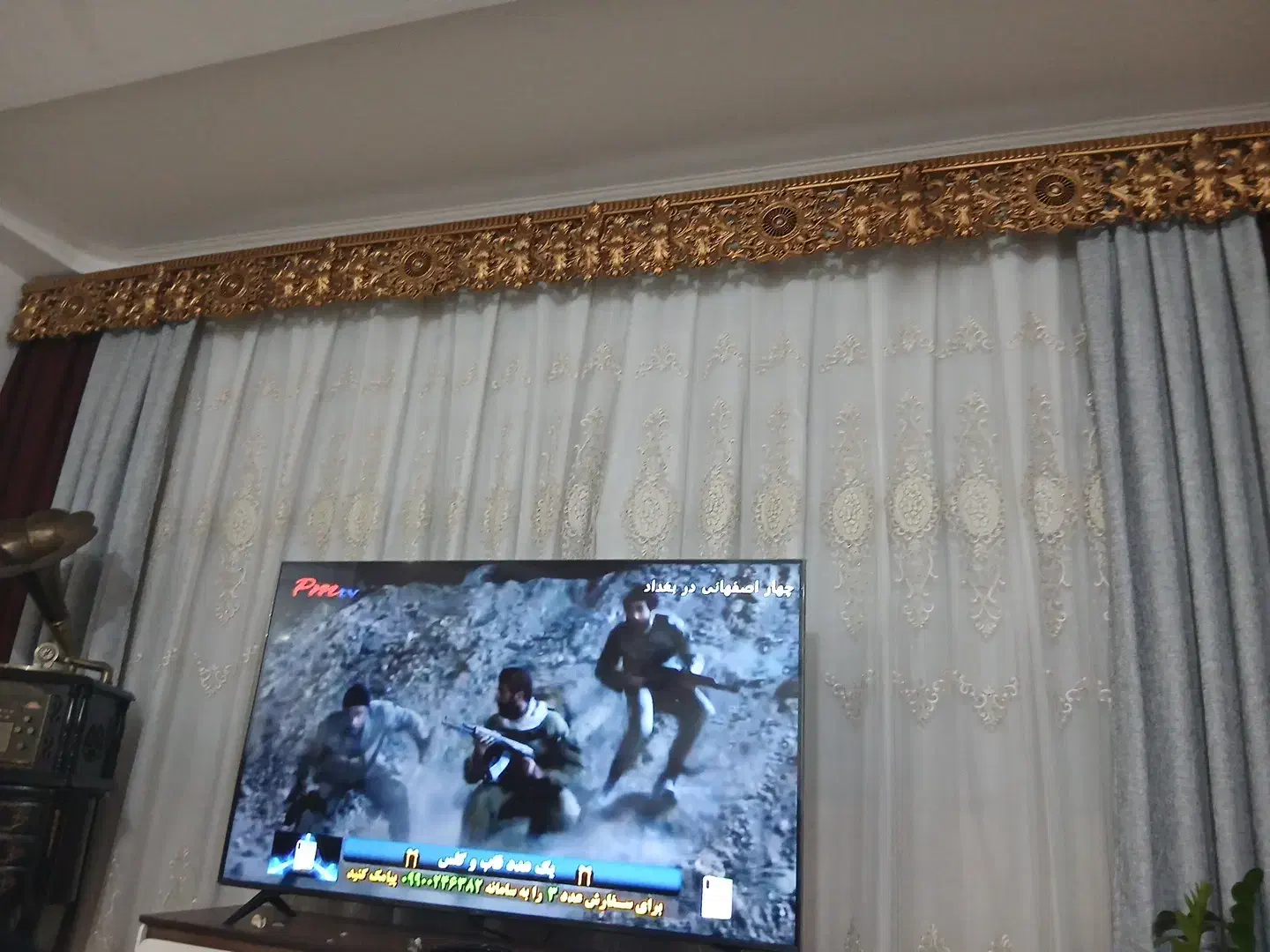 پرده حریر گلدوزی شده ترکی|پرده، رانر، رومیزی|بندرعباس, |دیوار