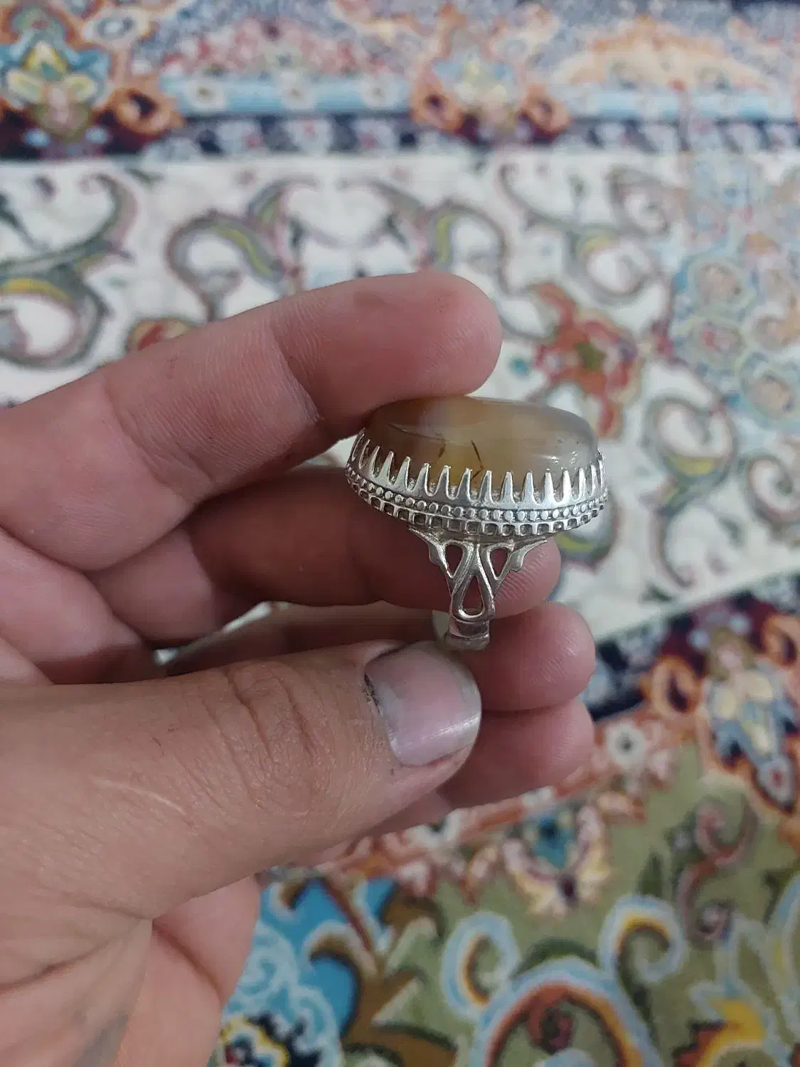 انگشتر نقره عقیق عسلی|جواهرات|خمین, |دیوار