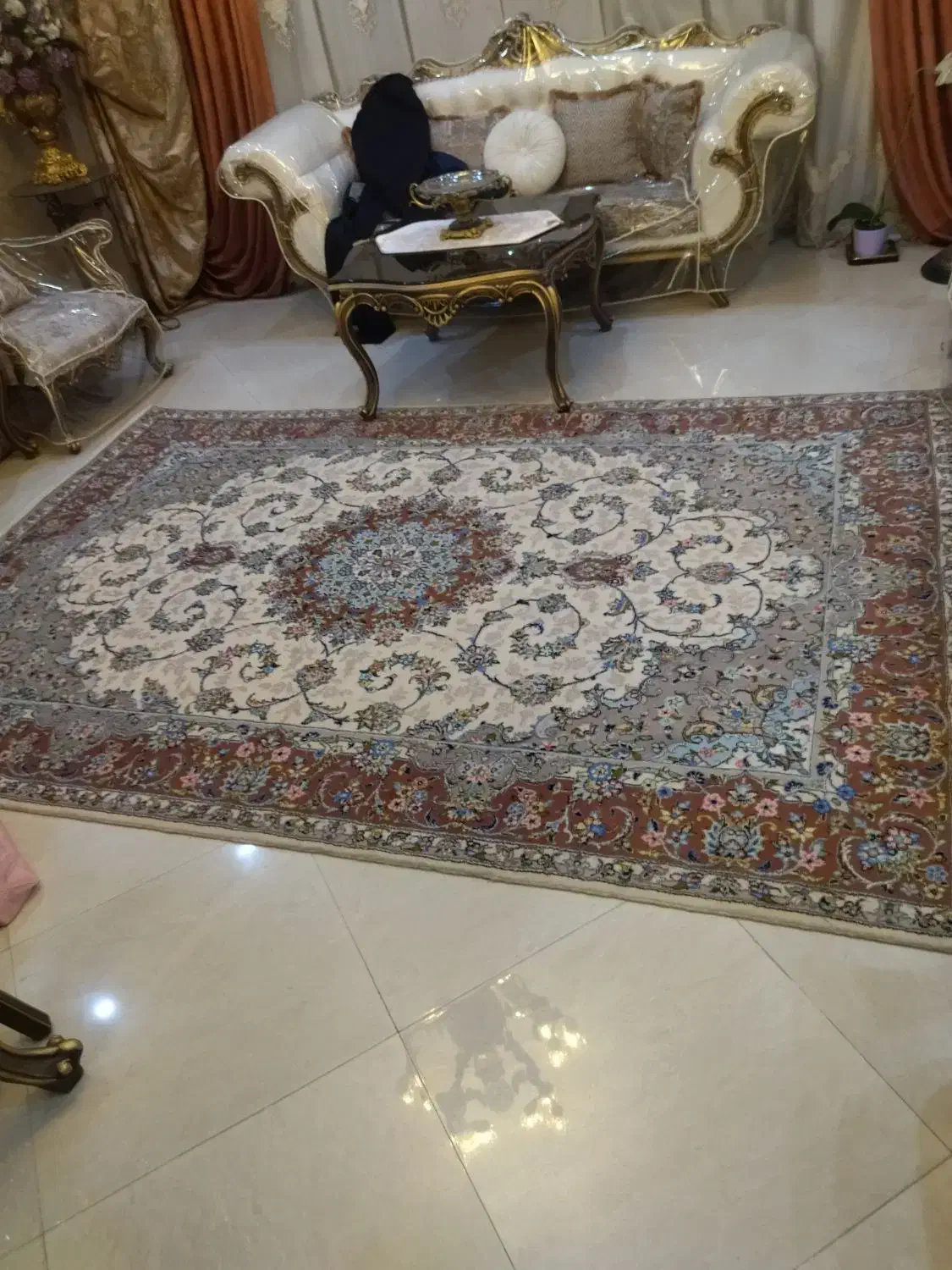 فرش دستبافت جفت 6 متری کاشان نو پشم و ابریشم|فرش|تهران, تهرانپارس غربی|دیوار