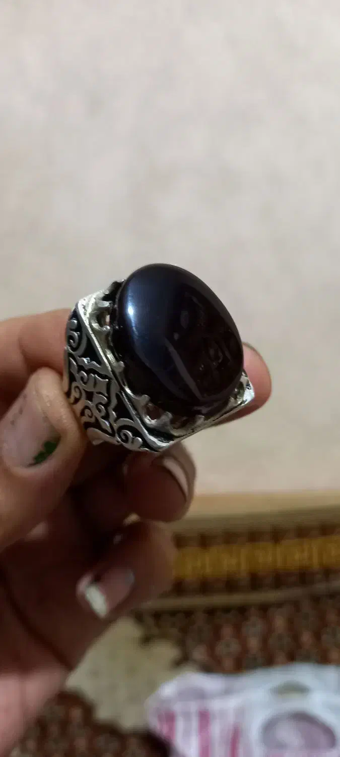 انگشتر فاخر نقره عقیق یمنی|جواهرات|آکند, |دیوار