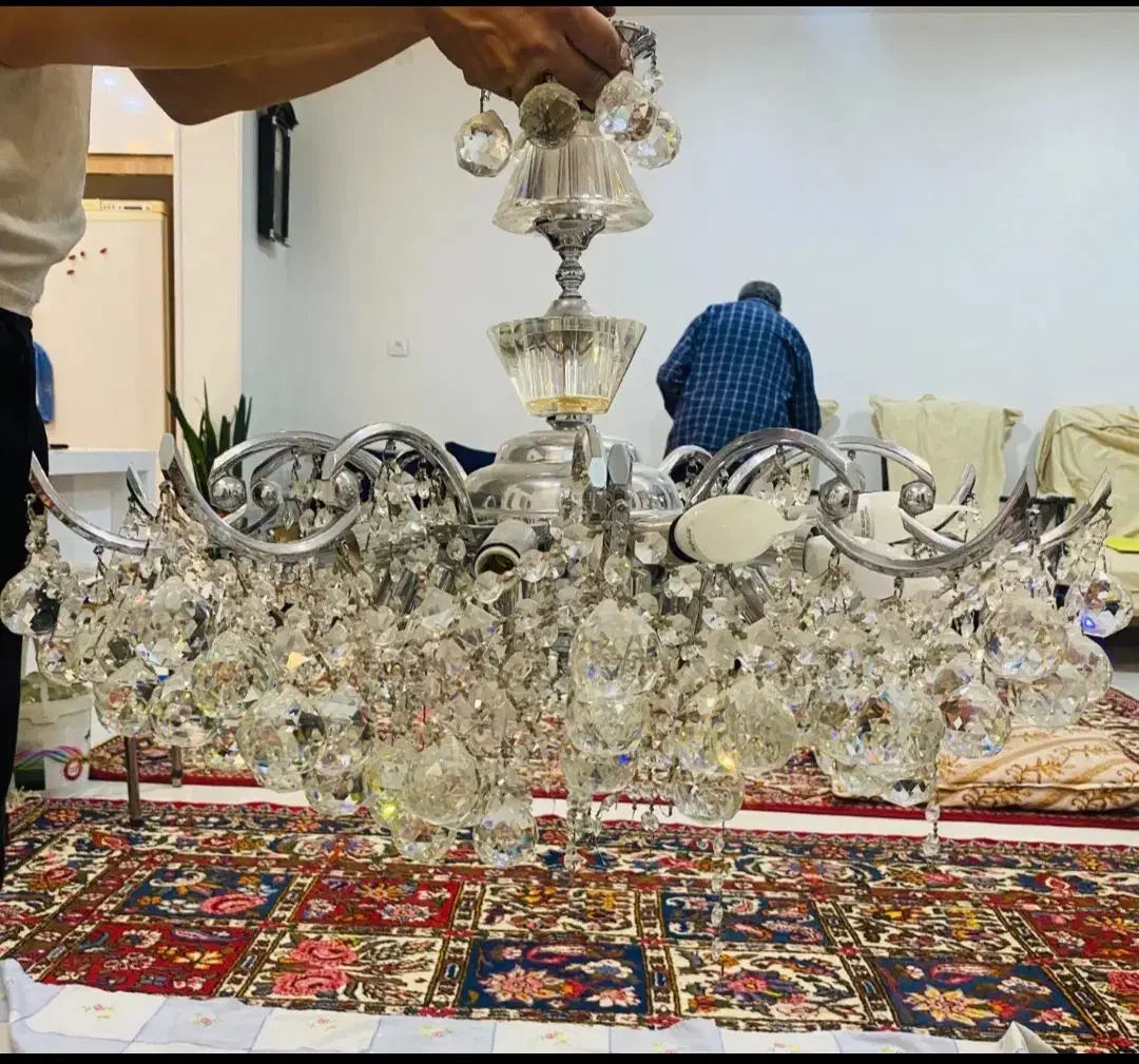 لوستر کریستالی ۲۰ شاخه درحد نو سیلور|لوستر و چراغ آویز|تهران, نارمک|دیوار