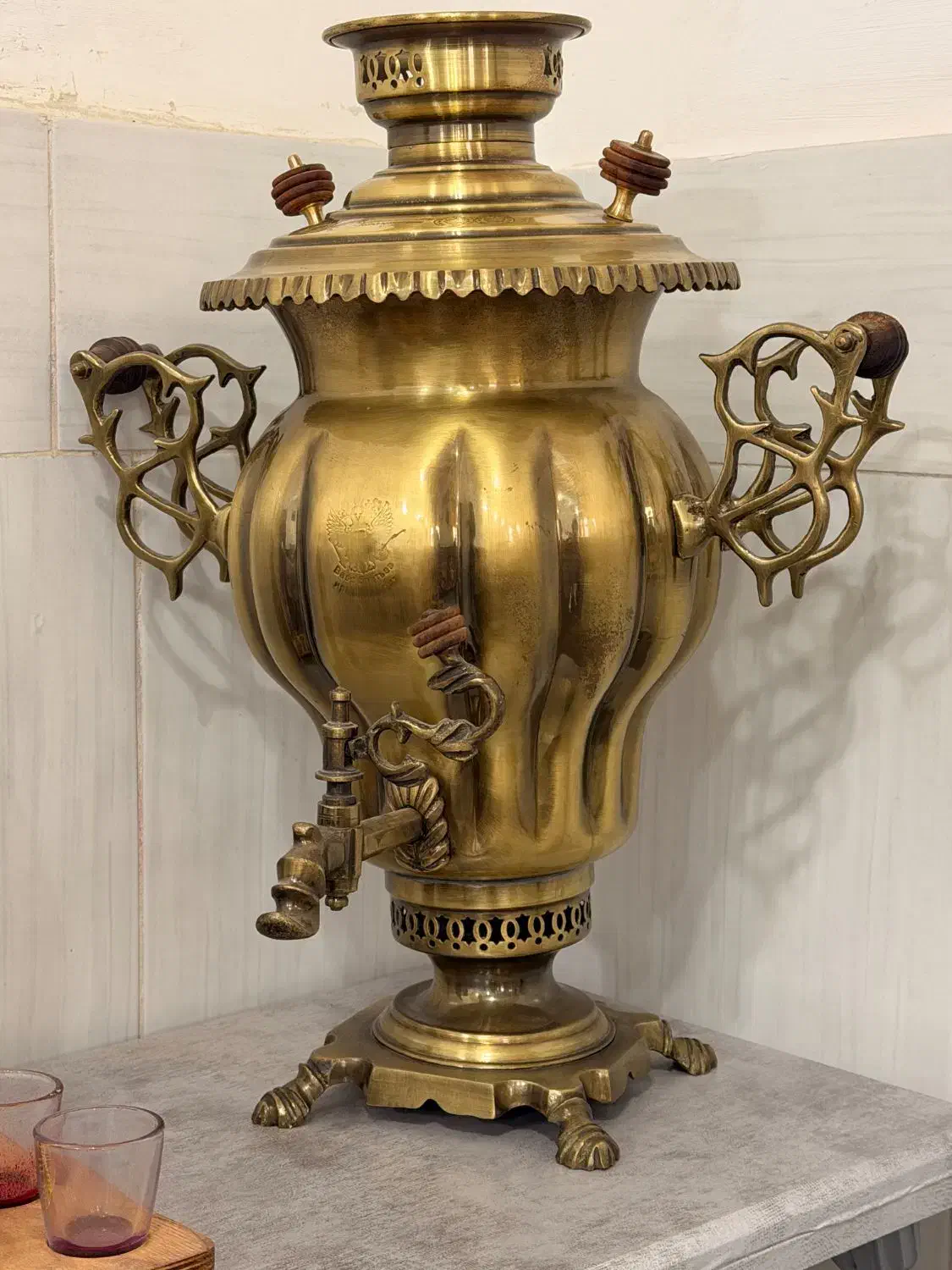 سماور برنجی|کلکسیون اشیاء عتیقه|بیرجند, |دیوار