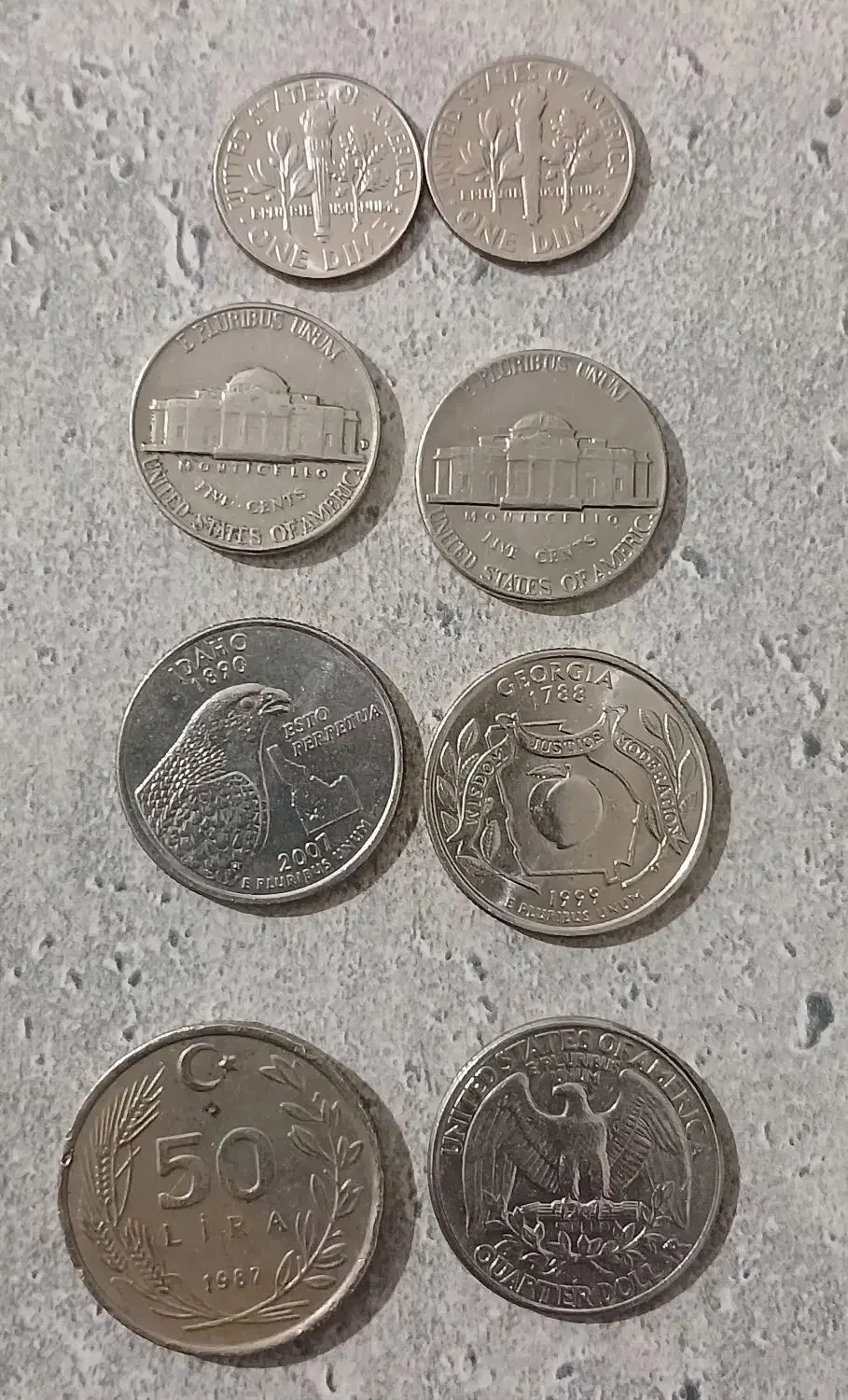 هشت عدد سکه یکی لیربقیه دلار|کلکسیون سکه، تمبر، اسکناس|گمیشان, |دیوار