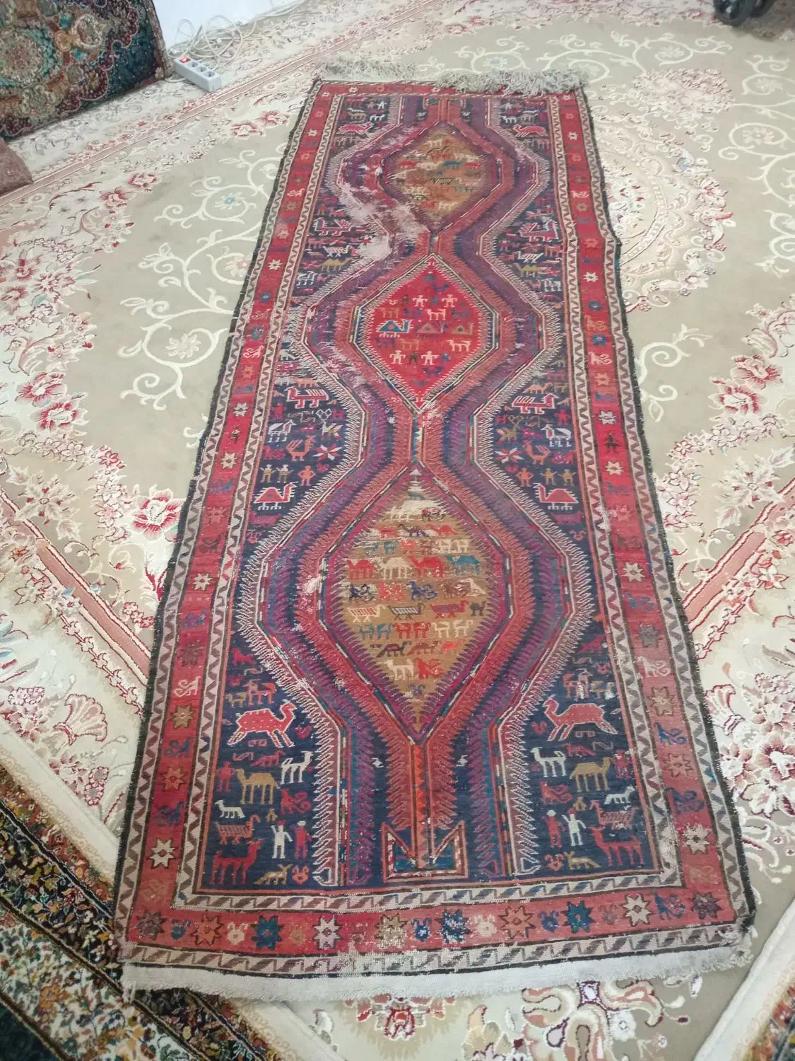 گلیم قدیمی آنتیک|گلیم، جاجیم، گبه|اقبالیه, |دیوار