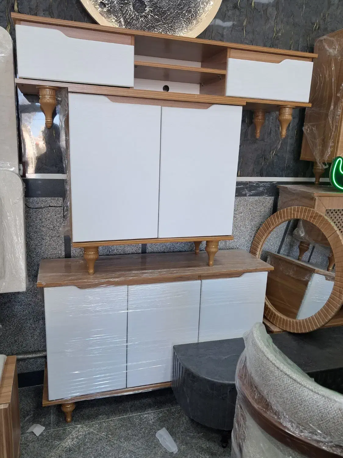 ست کامل آینه کنسول ،میز تلویزیون و جای کفش و آینه|بوفه، ویترین، کنسول|مشگین شهر, |دیوار