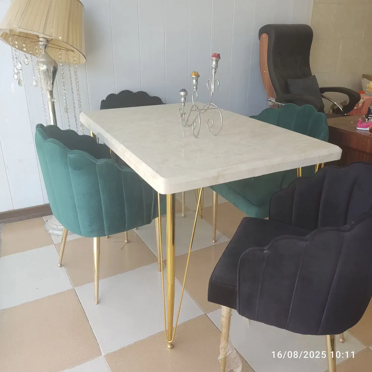 میز نهارخوری مدل صدفی پارچه خارجی دیاموند|میز و صندلی غذاخوری|کرمان, |دیوار