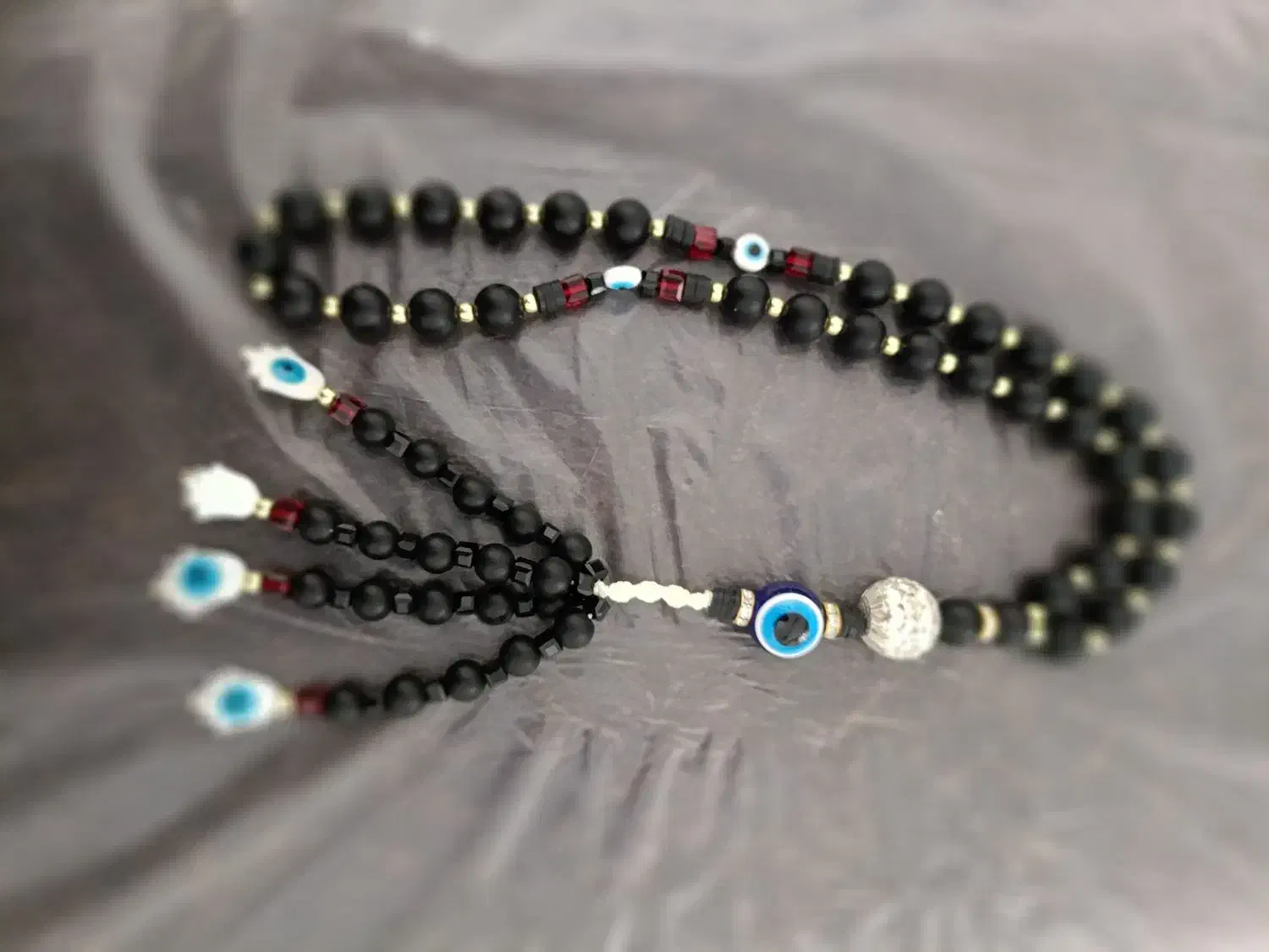 تسبیح اونیکس مهره حدید وصدف|صنایع دستی و سایر لوازم تزئینی|مشهد, حرم مطهر رضوی|دیوار