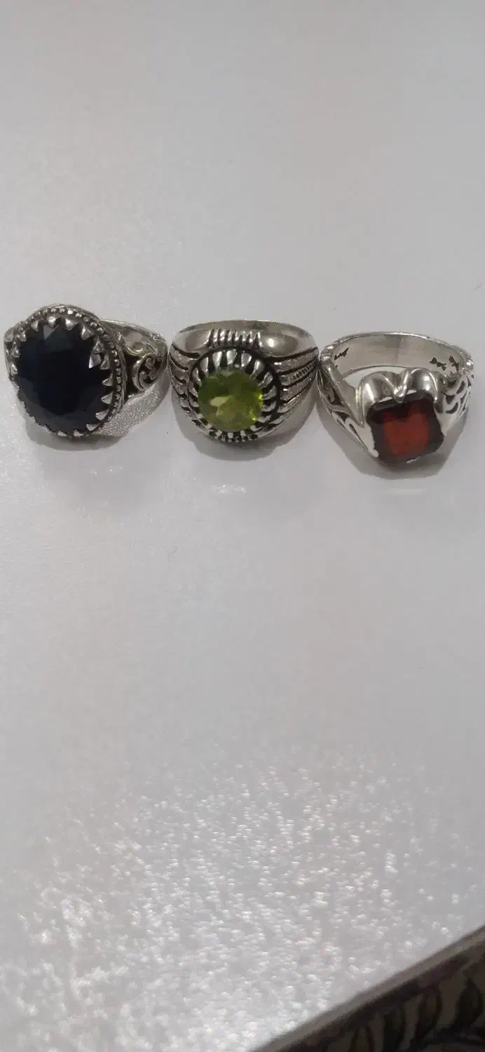 انگشتر زبرجد ویاقوت کبود وگارنت|جواهرات|خمینیشهر, |دیوار