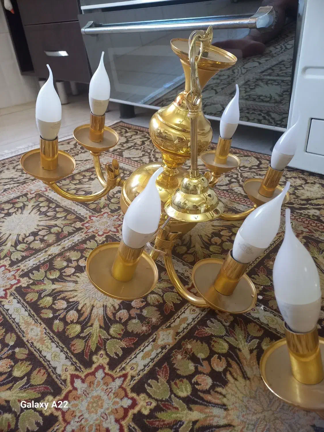 لوستر۶شعله طلایی|لوستر و چراغ آویز|کرمانشاه, |دیوار