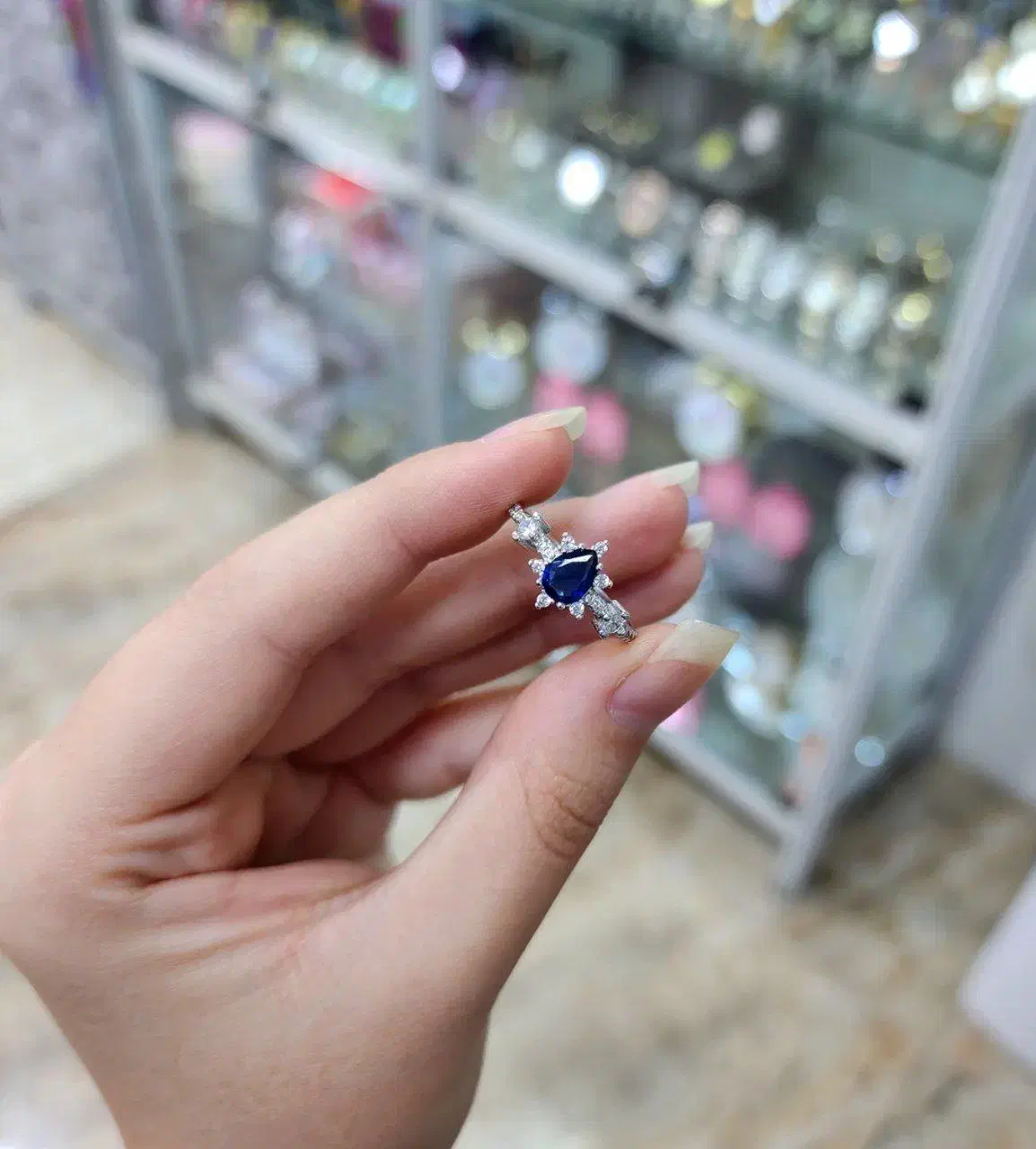 انگشتر نگین آبی نقرع اصل pd|بدلیجات|کرمانشاه, |دیوار