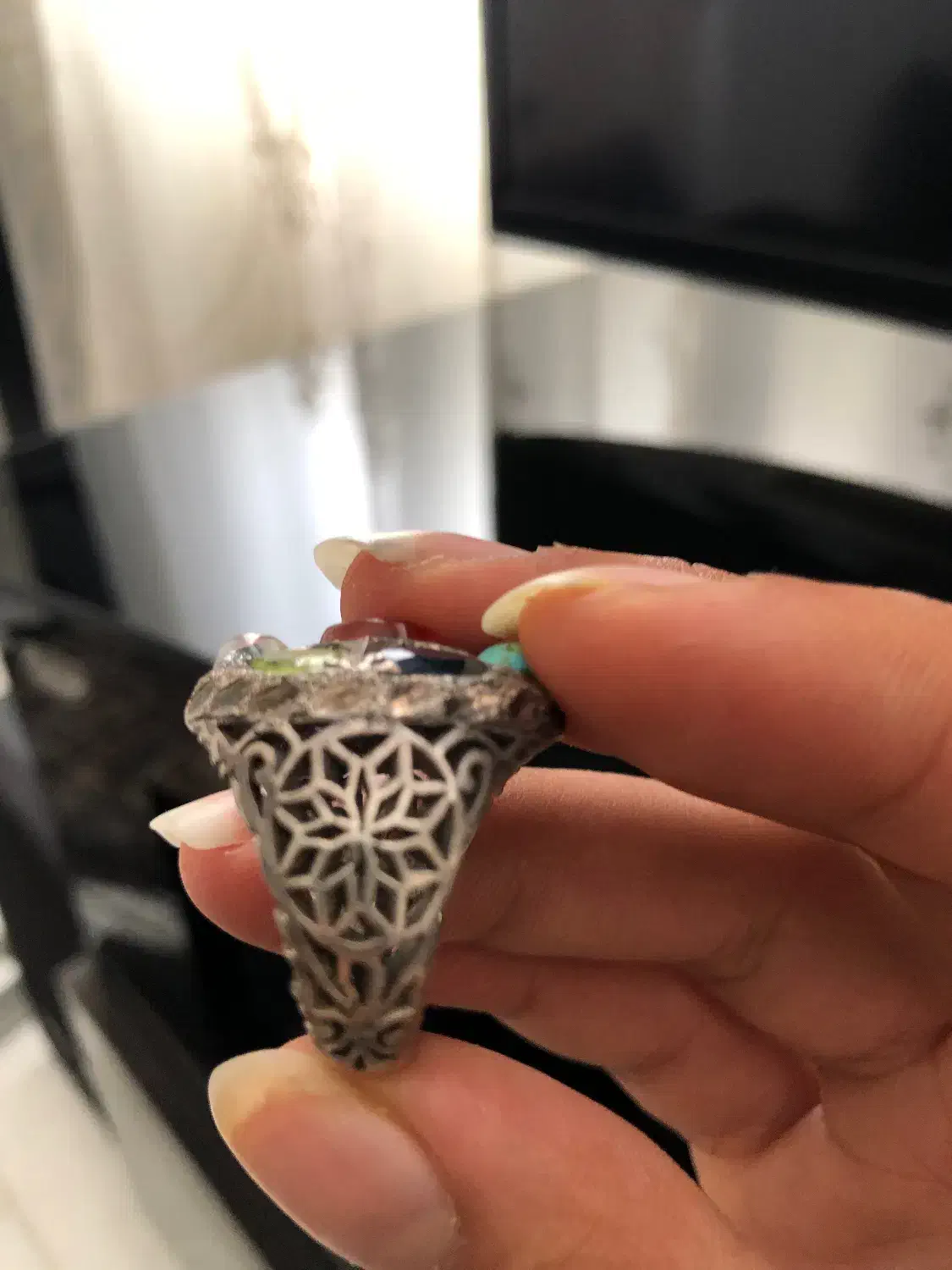 انگشتر ۷ سنگ عقیق اصل|جواهرات|پرند, فاز ۶|دیوار