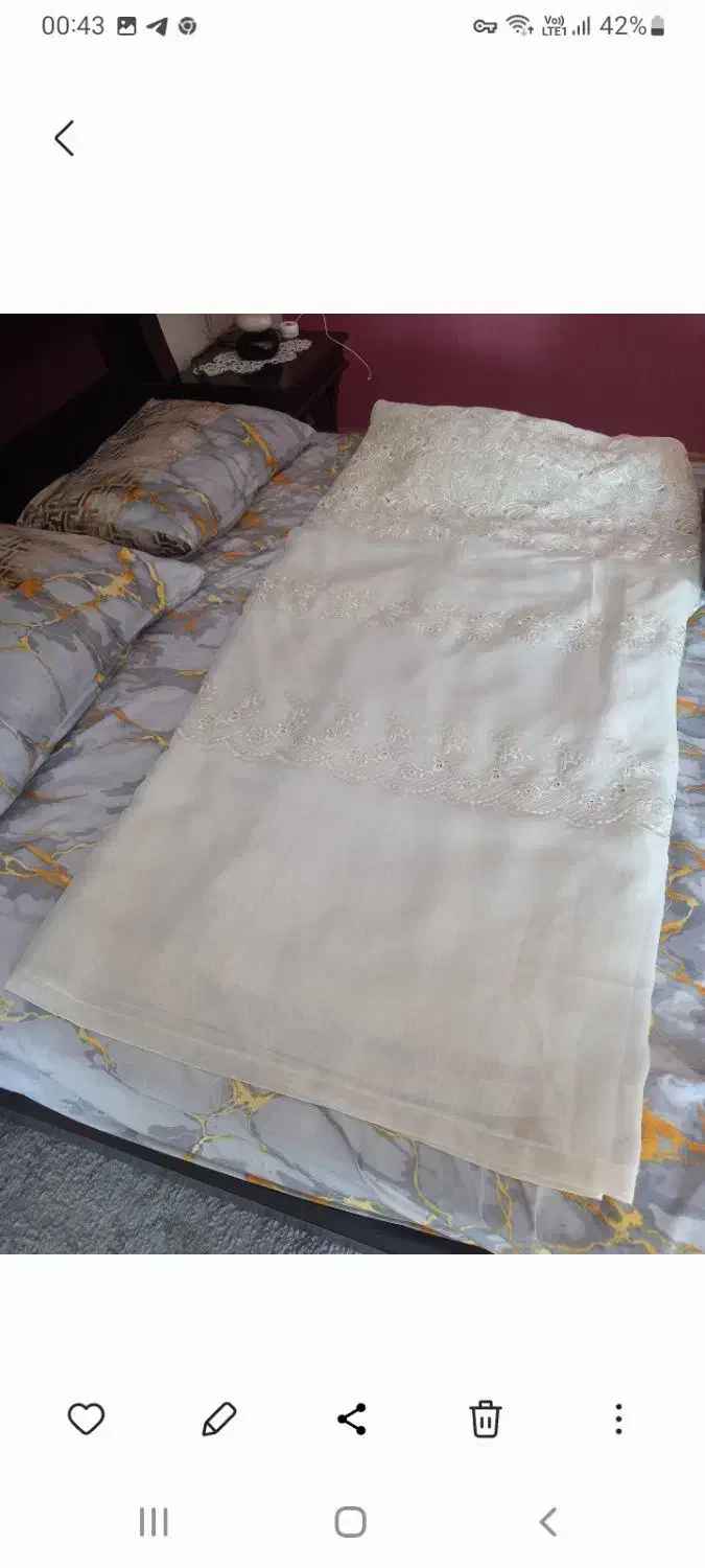 پرده حریر خامه دوزی شده|پرده، رانر، رومیزی|تهران, امانیه|دیوار